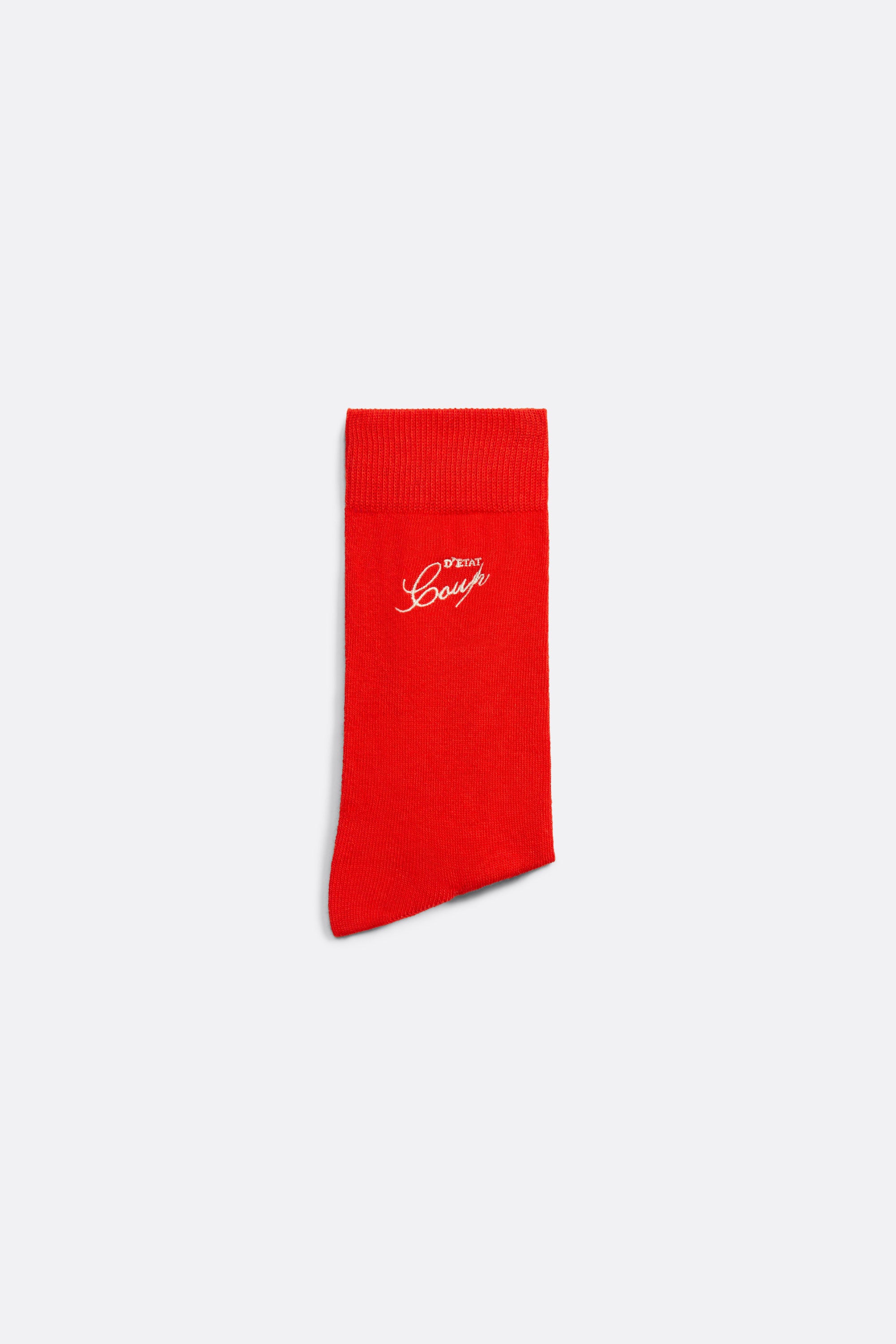 Classic Socks in Red - Embroidered - Coup D'État Portugal