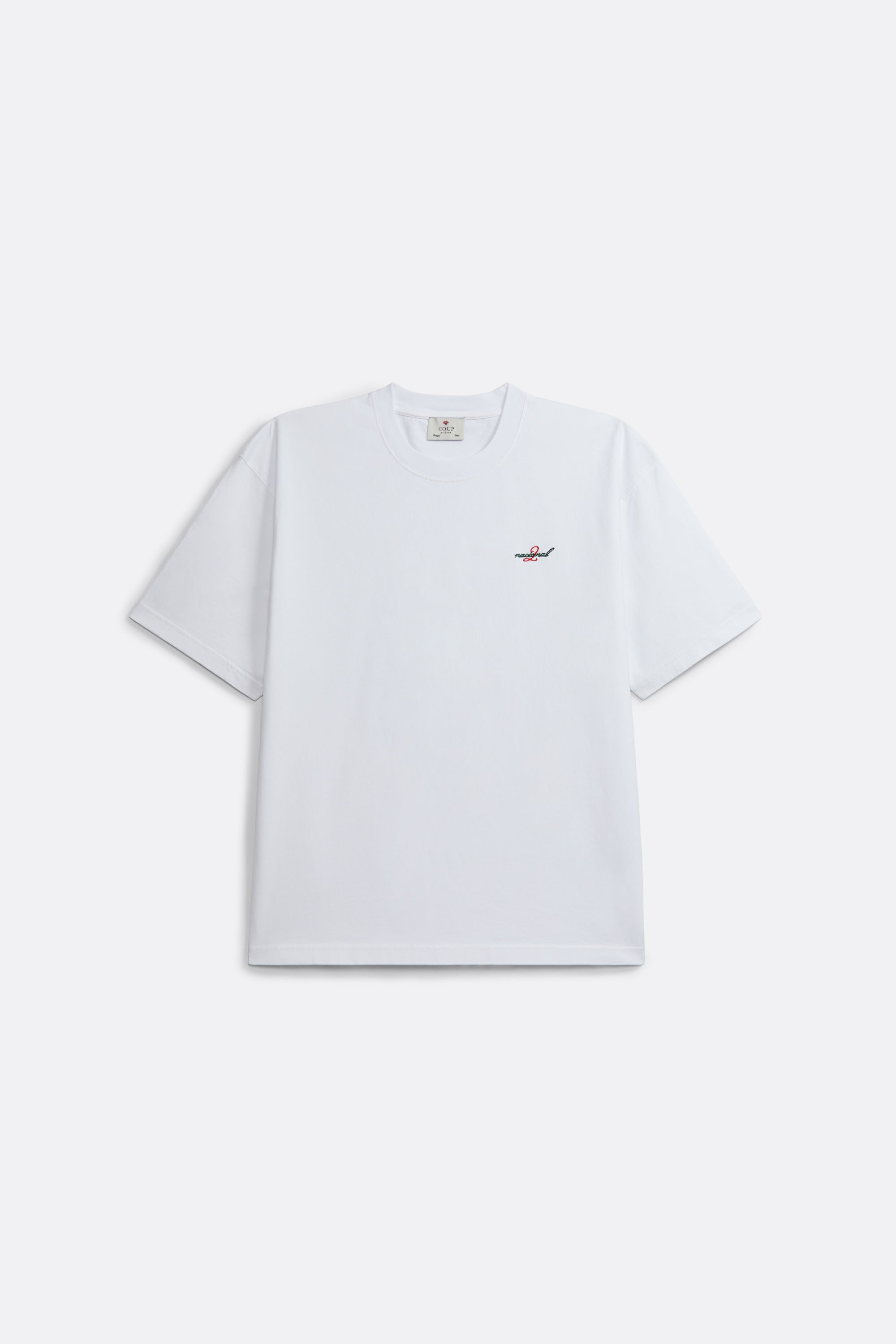 Coup Sunkissed T-Shirt in White - Back Print in Green - Coup D'État 