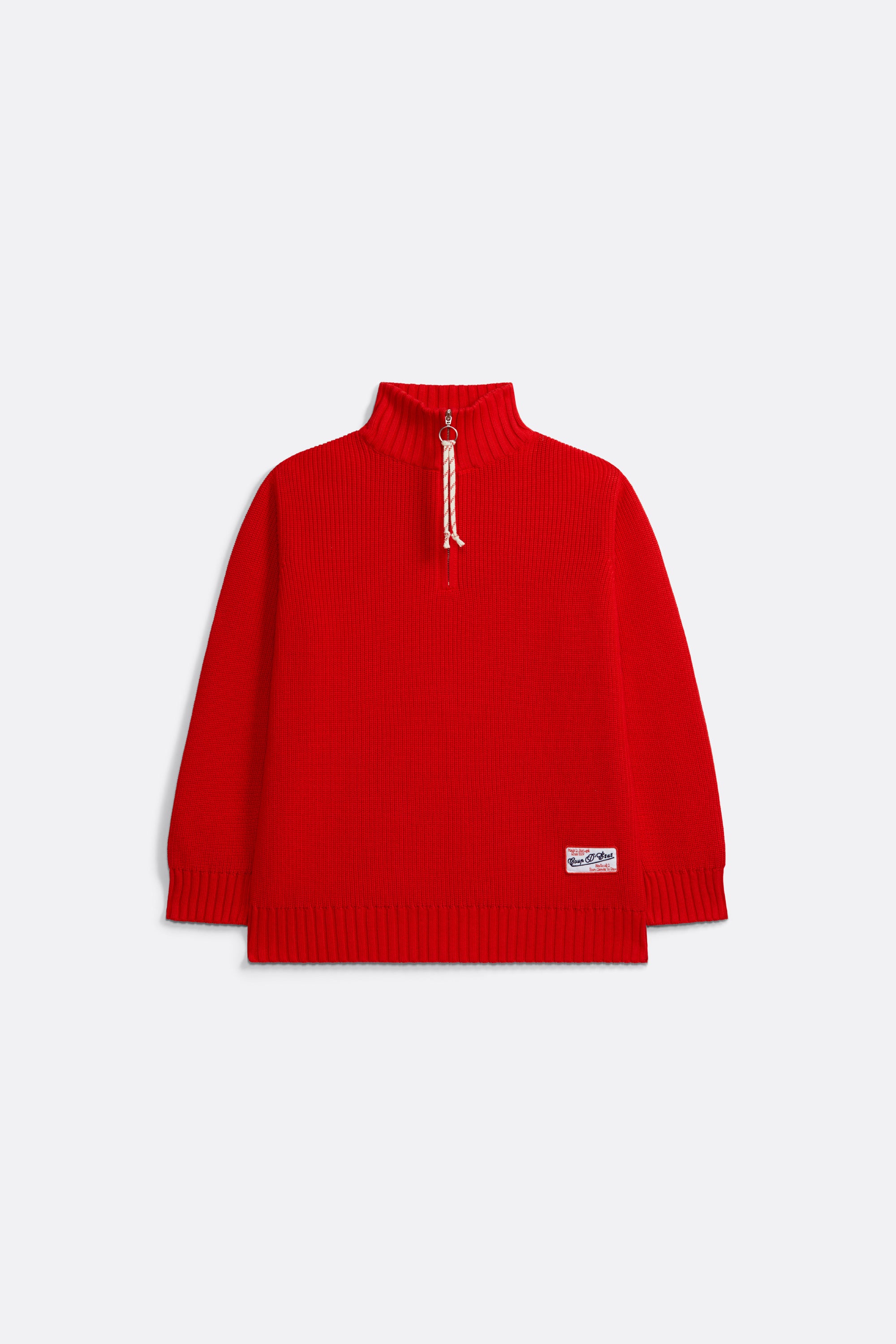 Knitted Quarter Zip in Red - Handcrafted - Coup D'État Portugal