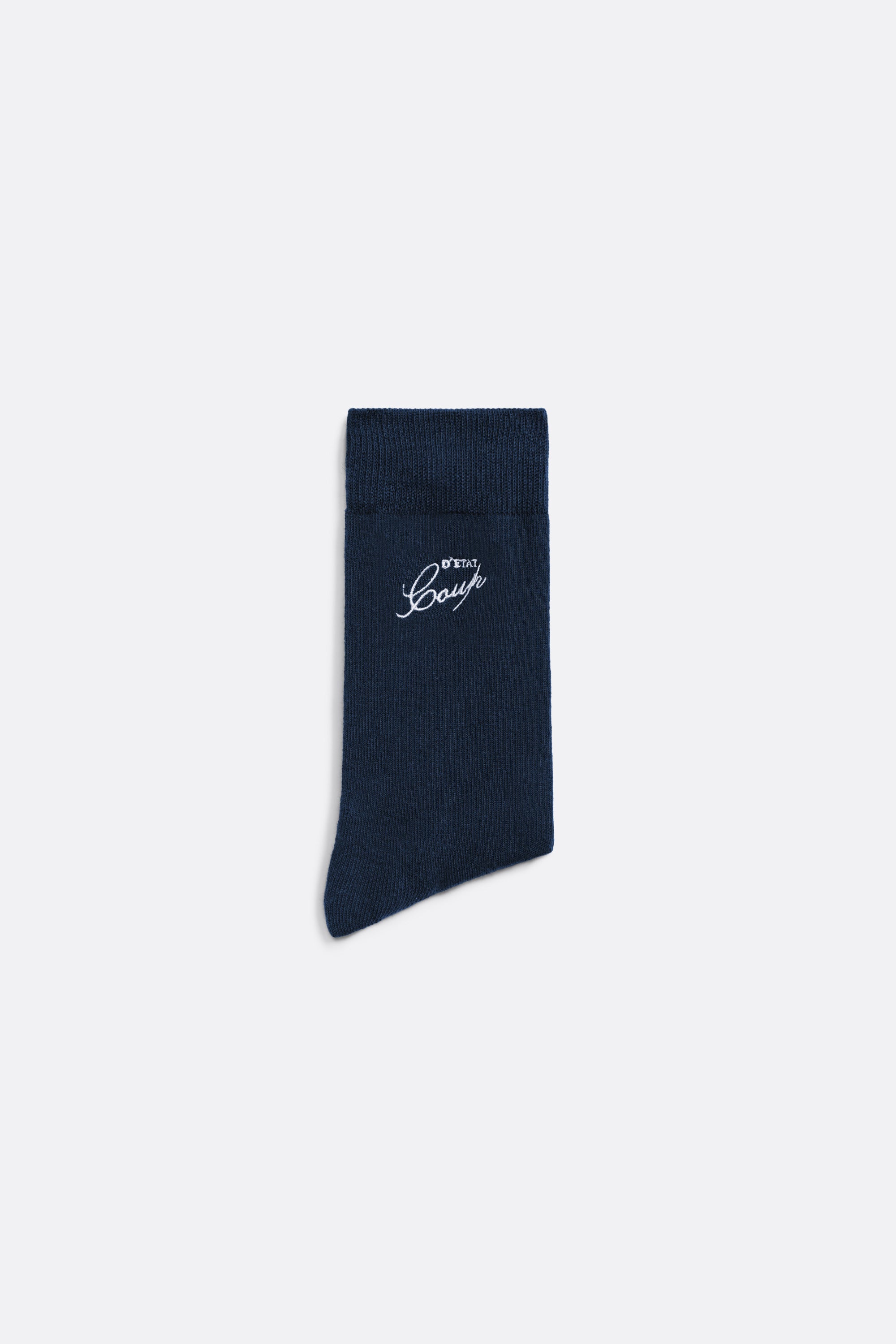 Classic Socks in navy Blue - Embroidered - Coup D'État Portugal