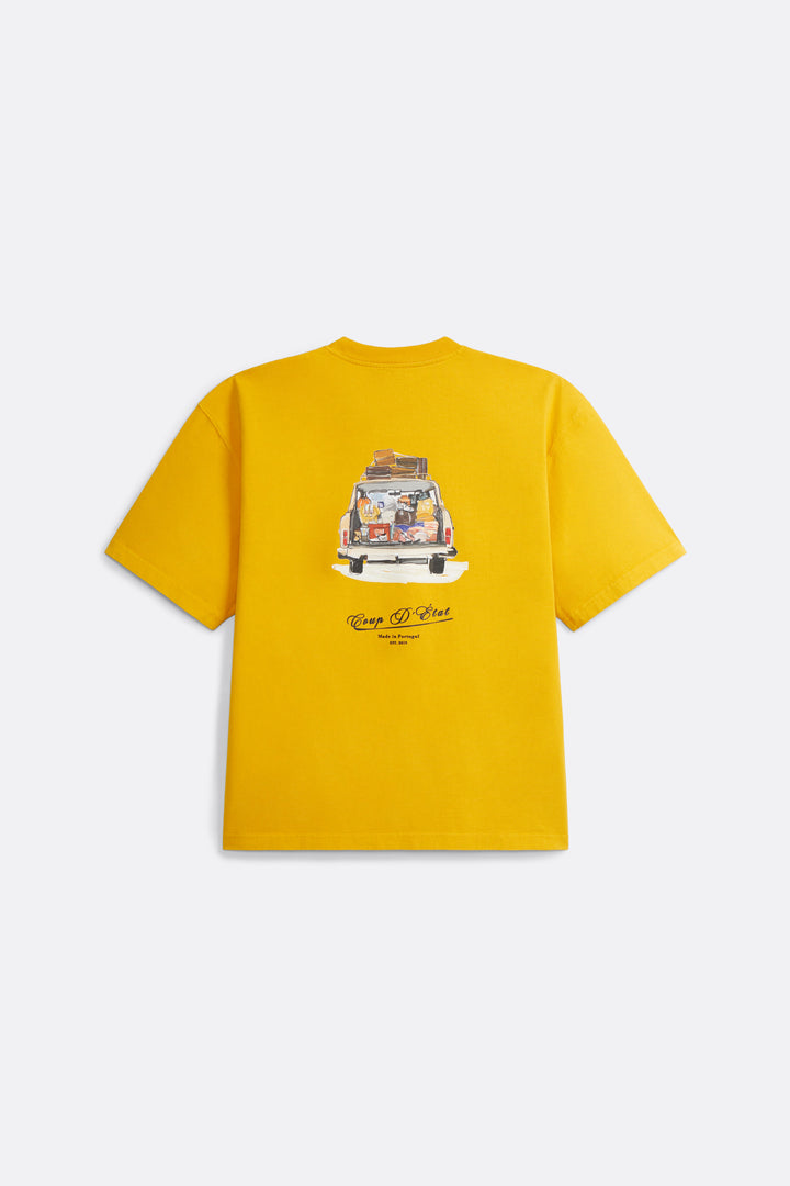 Safe Travels T-shirt in Yellow - Back Print - Coup D'État Portugal