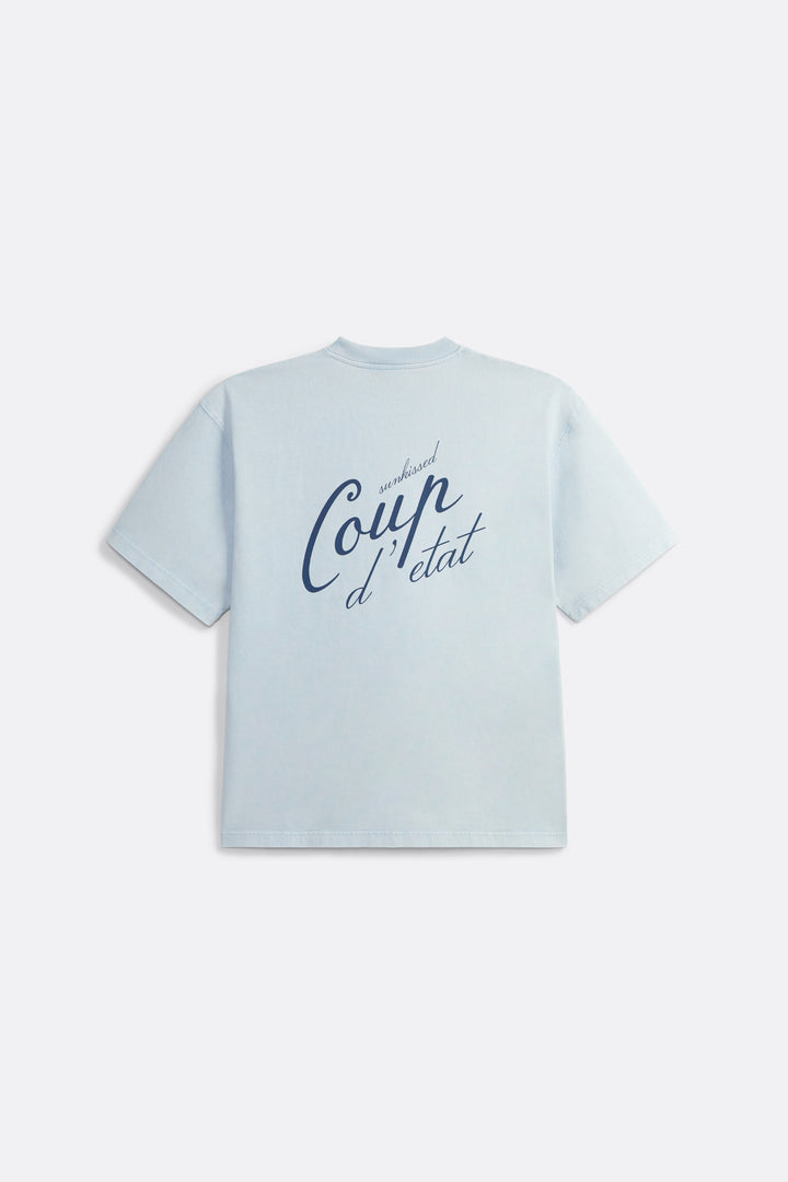 Coup Sunkissed T-Shirt in White - Back Print in Green - Coup D'État 