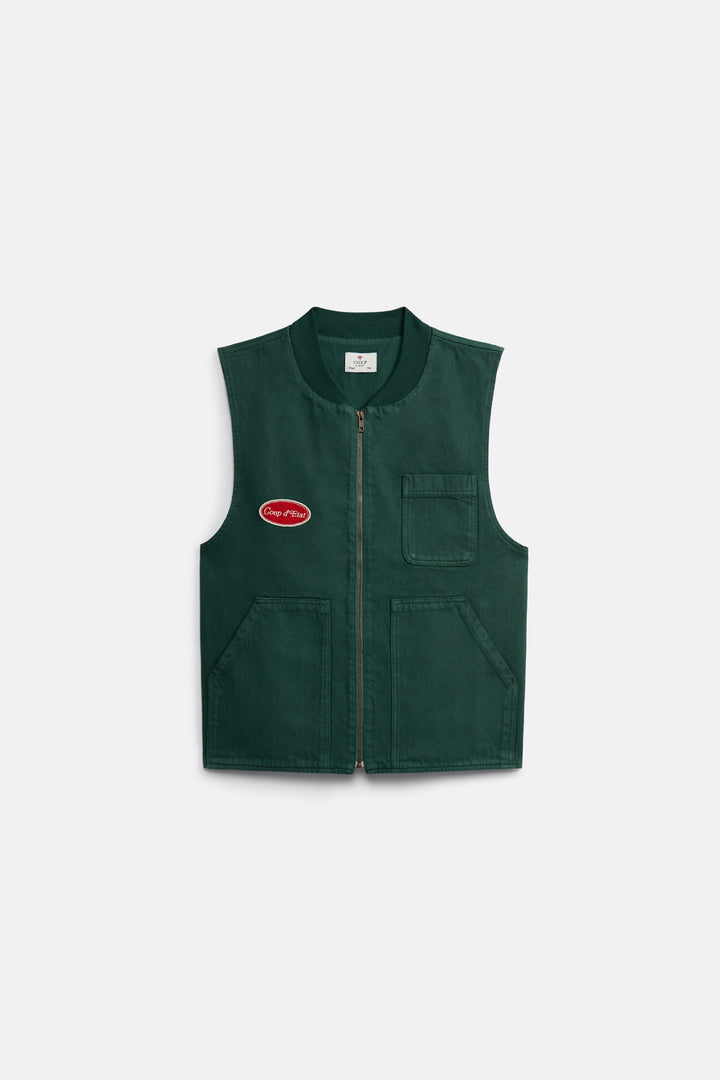 Coup Logo vest in Green - Front Patch - Coup D'État Portugal