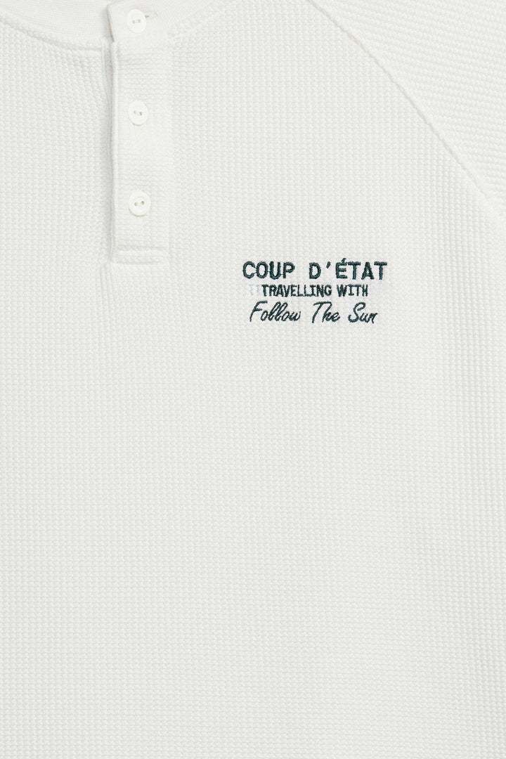 Camisola Henley Waffle Branca - Collab com Follow The Sun - Coup D'État Portugal
