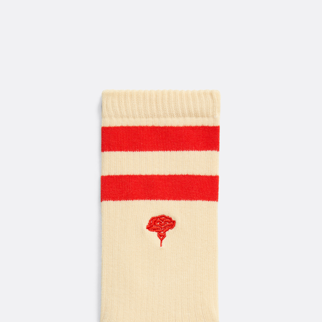 Sporty socks in Off-White and Red stripes - Coup D'État Portugal