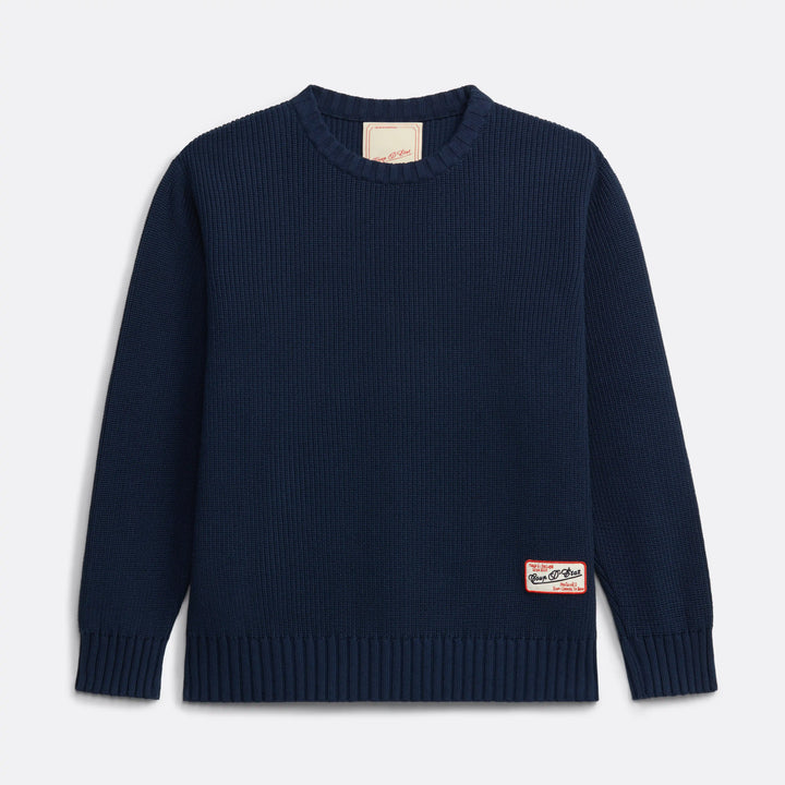 Knitted Crewneck in Navy Blue - Label Patch  detail - Coup D'État Portugal