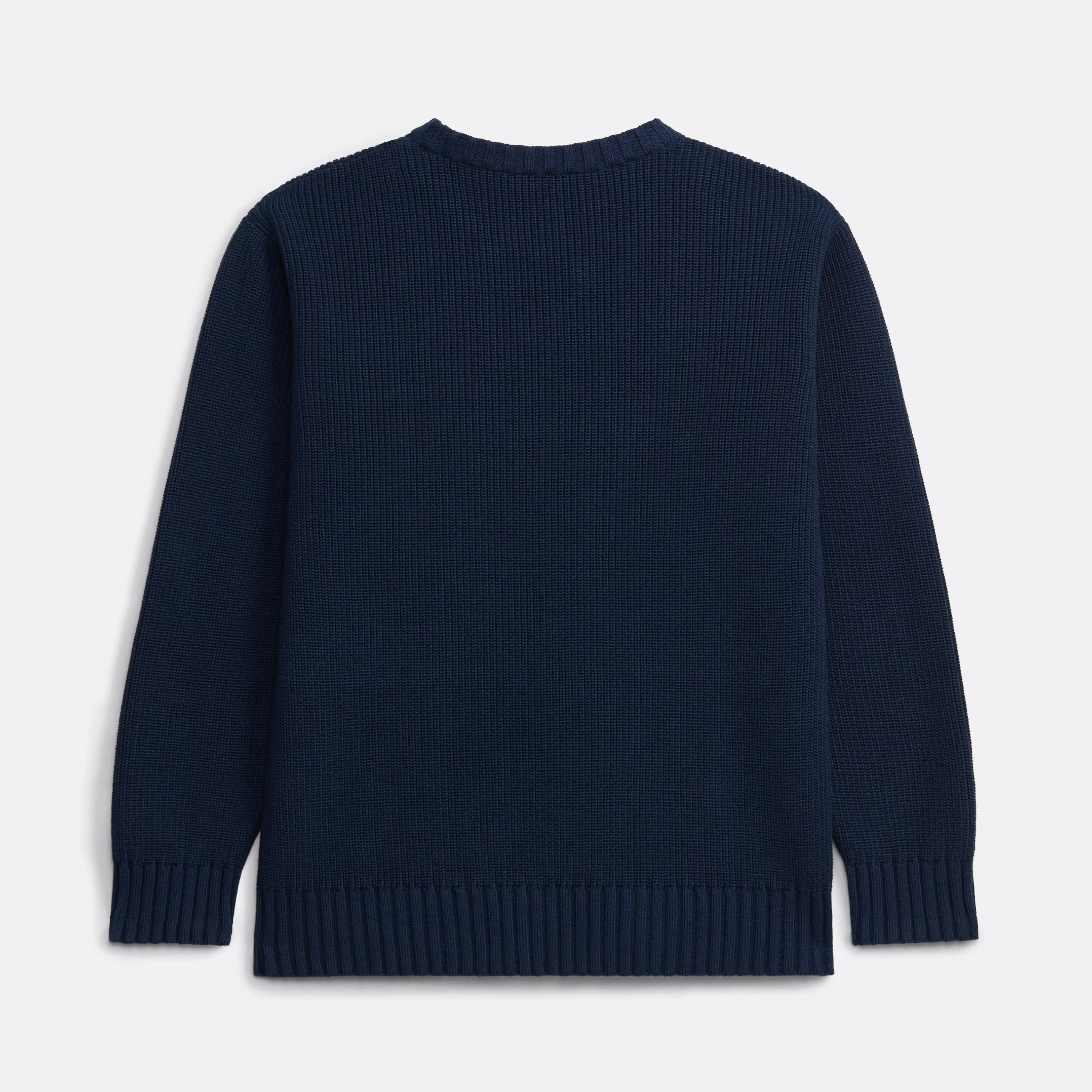 Knitted Crewneck in Navy Blue - Label Patch  detail - Coup D'État Portugal