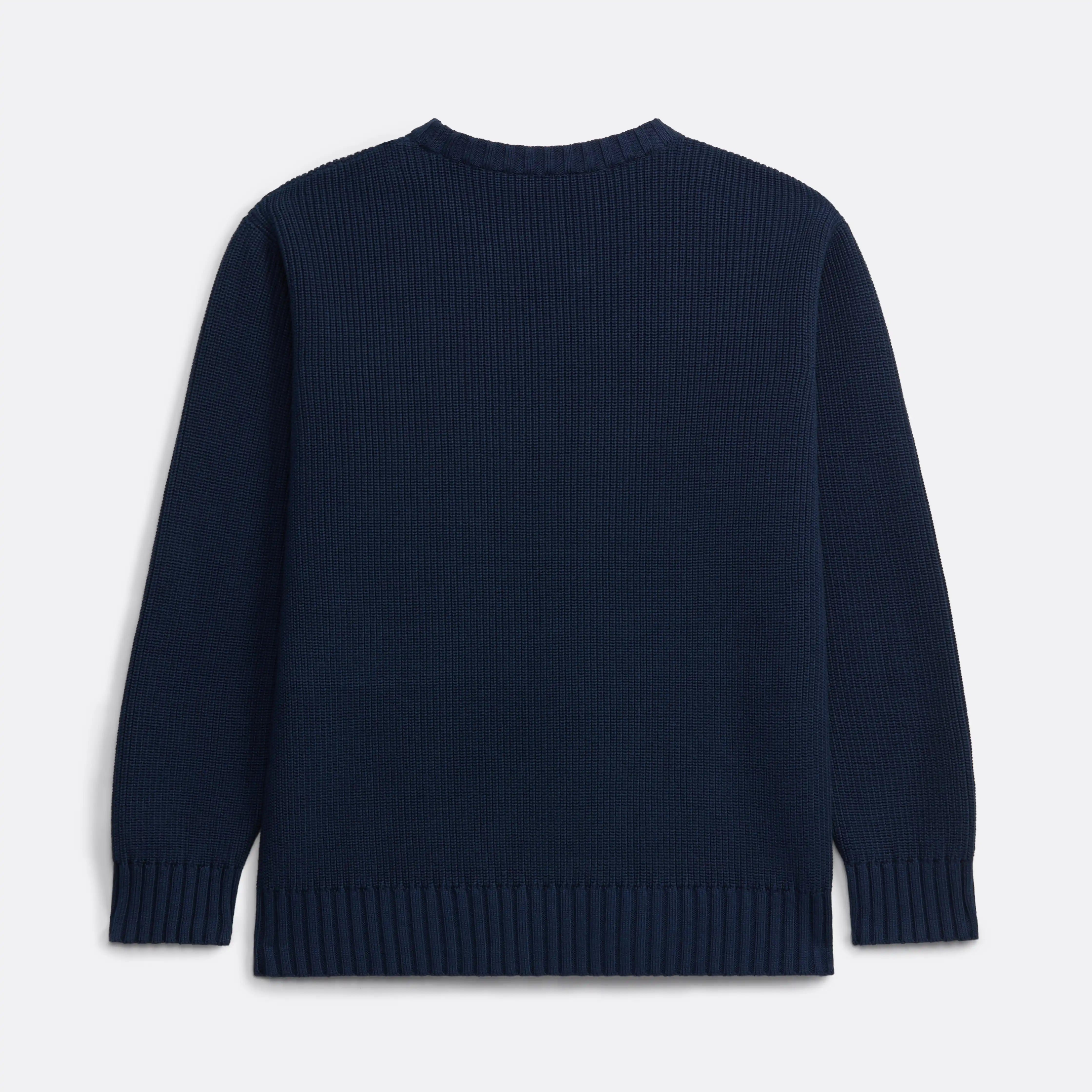 Knitted Crewneck in Navy Blue - Label Patch  detail - Coup D'État Portugal