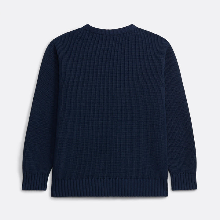 Knitted Crewneck in Navy Blue - Label Patch  detail - Coup D'État Portugal