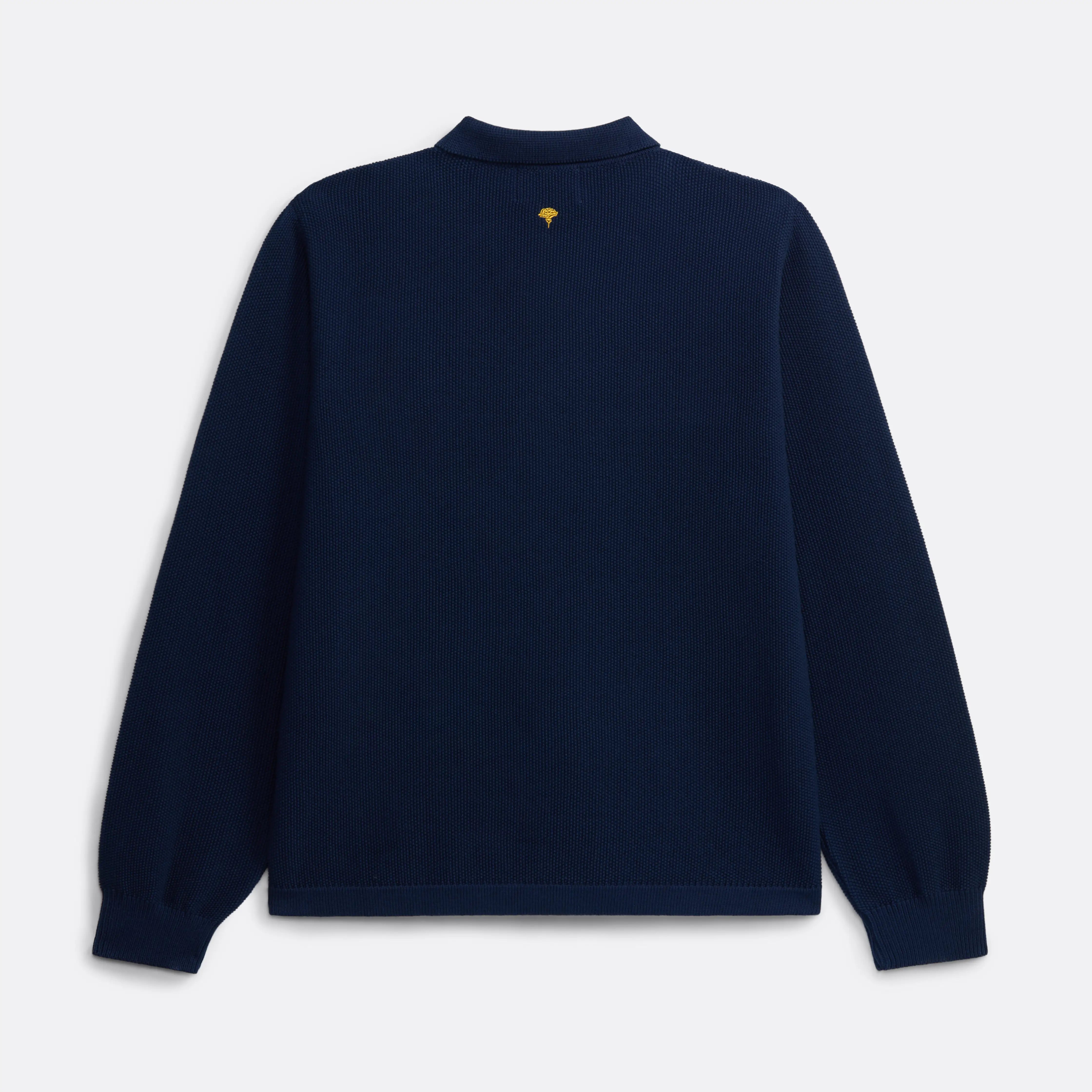 Knitted long sleeve shirt in Navy Blue - Yellow embroidery - Coup D'État Portugal