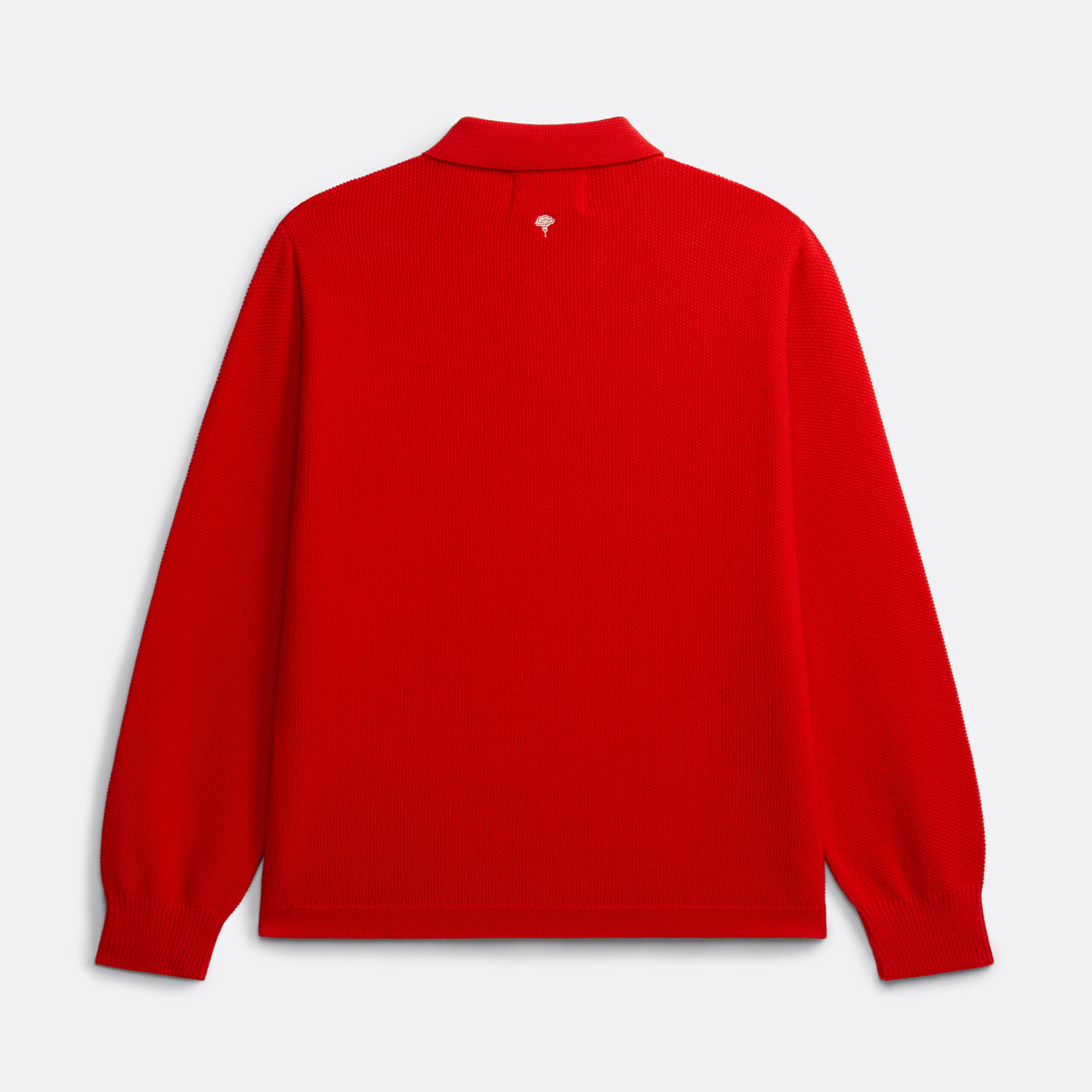 Knitted long sleeve Shirt in Red - Front embroidery in off-white - Coup D'État Portugal