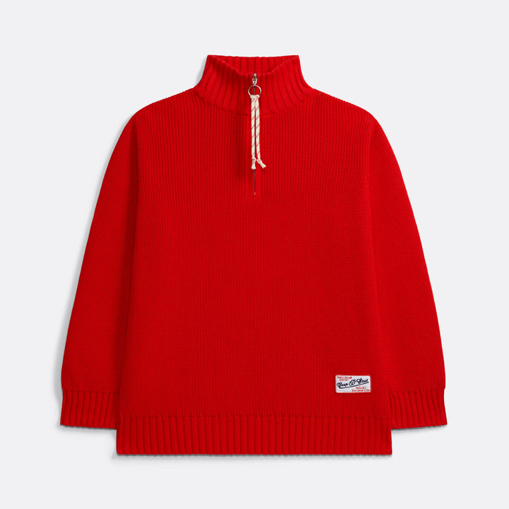Knitted Quarter Zip in Red - Handcrafted - Coup D'État Portugal