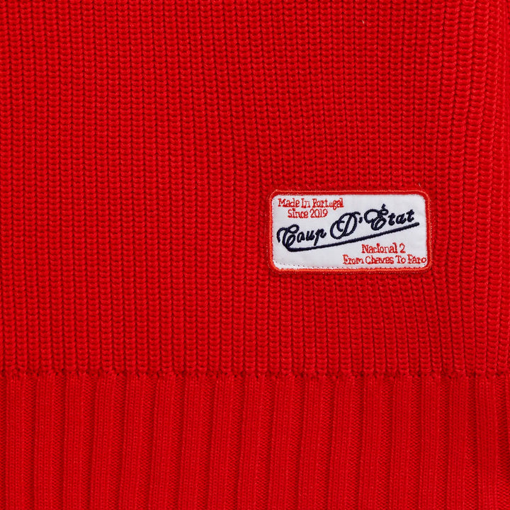 Knitted Quarter Zip in Red - Handcrafted - Coup D'État Portugal