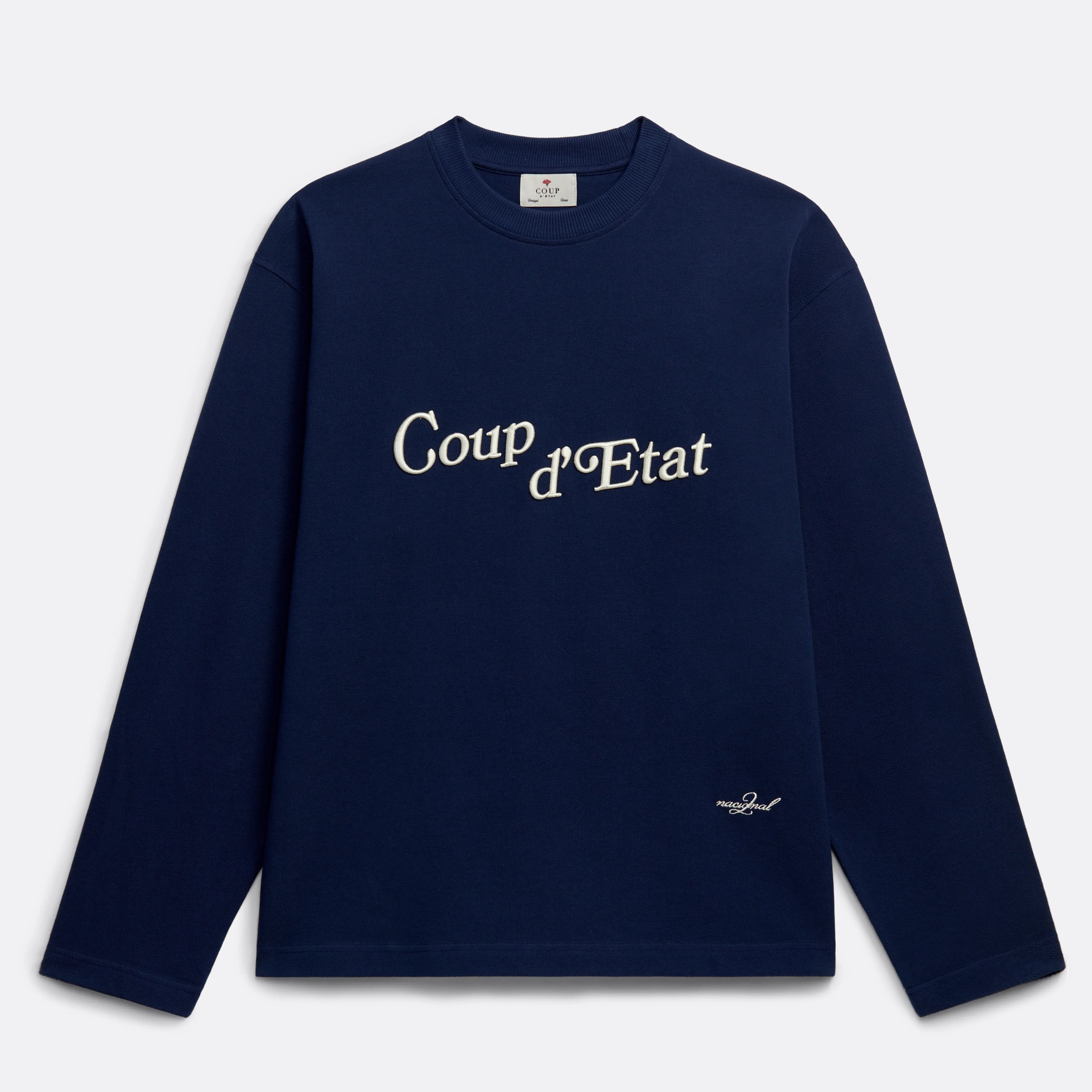 Longsleeve t-shirt in Navy Blue - Front embroidery - Coup D'État Portugal