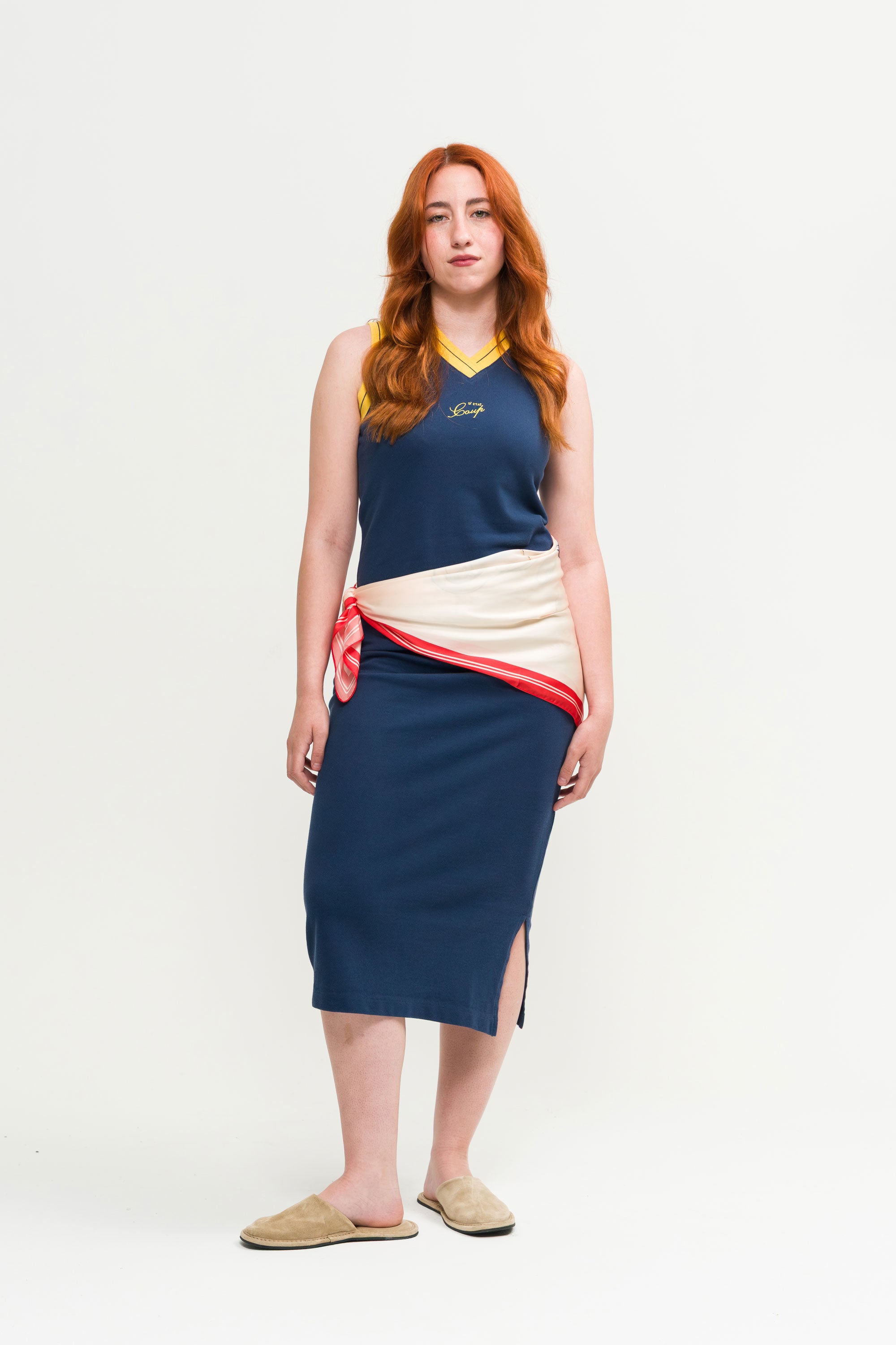 Coup Maxi Dress in navy Blue - Female Model -  Coup D'État Portugal