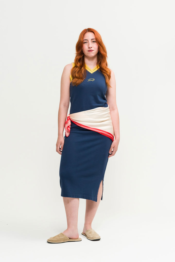 Coup Maxi Dress in navy Blue - Female Model -  Coup D'État Portugal