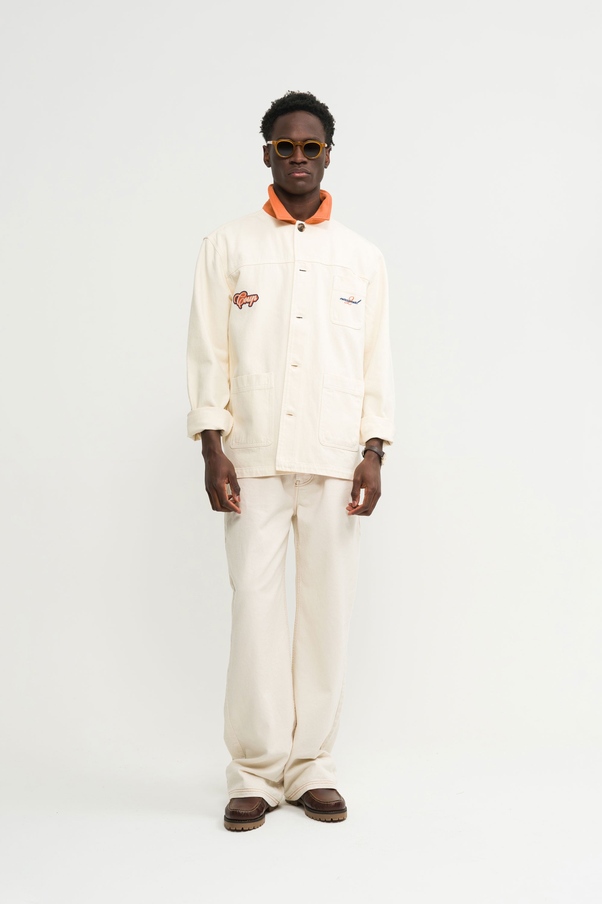 Overshirt with contrasting collar in Red - Male model - Coup D'État Portugal