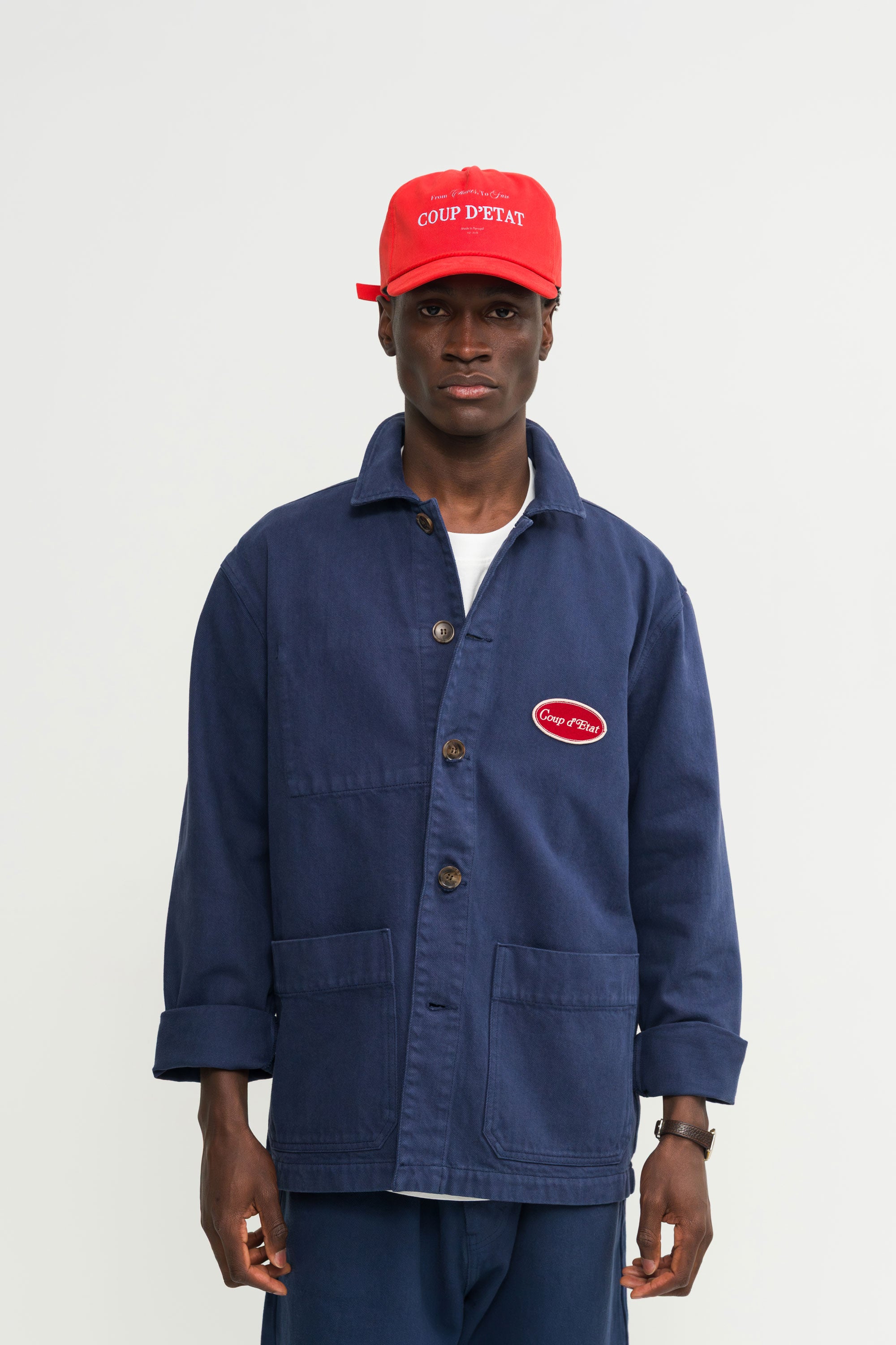 Overshirt Navy Blue in Canva - Male model - Coup D'État Portugal
