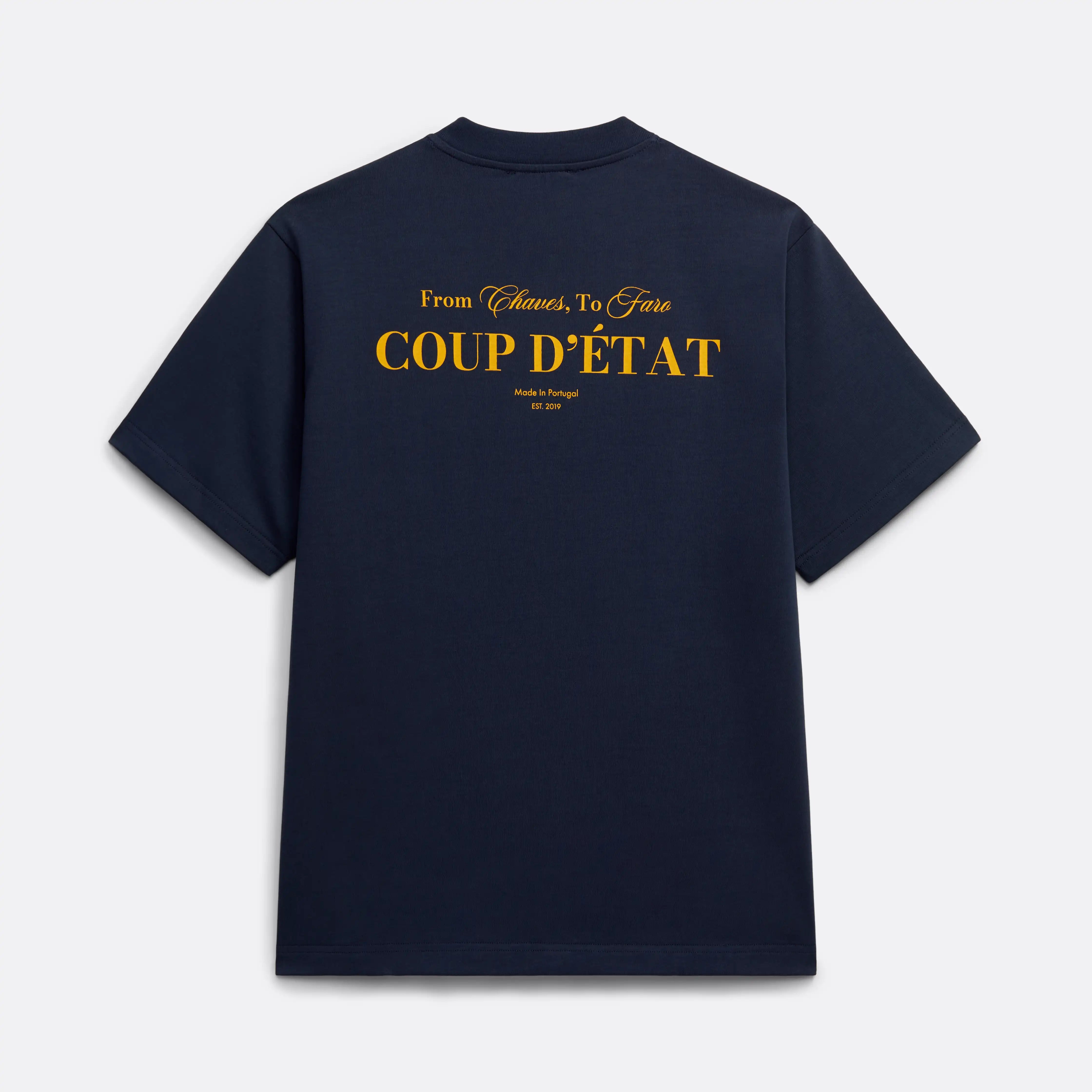 Regular T-Shirt in Navy Blue - Back Print - Coup D'État Portugal