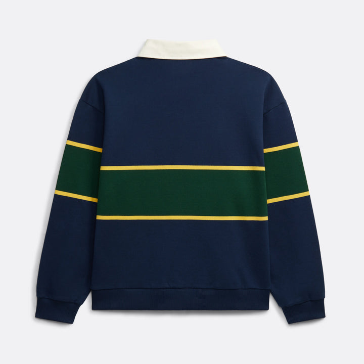 Rugby Polo in Navy with Green stripe - Front print - Coup D'État Portugal
