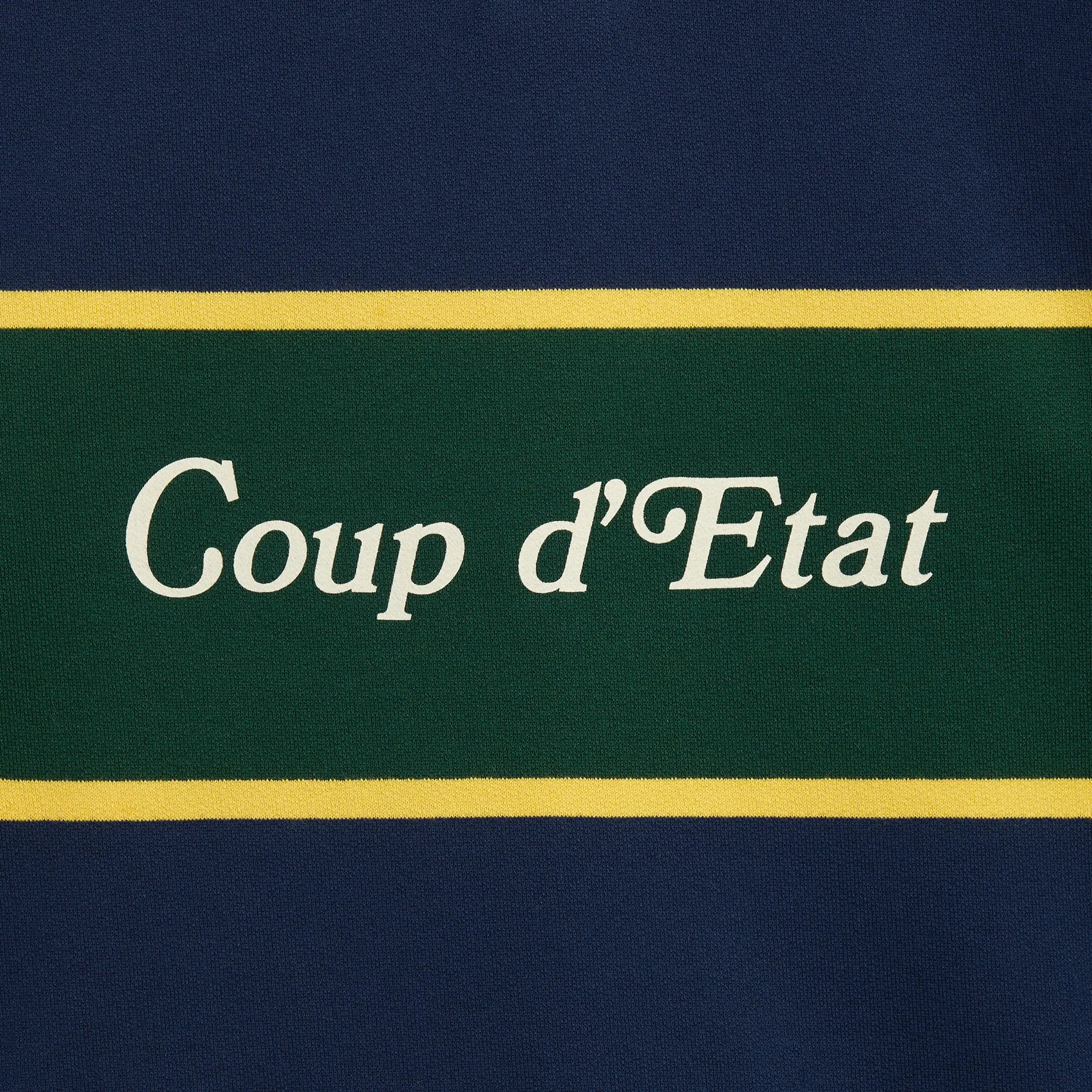 Rugby Polo in Navy with Green stripe - Front print - Coup D'État Portugal