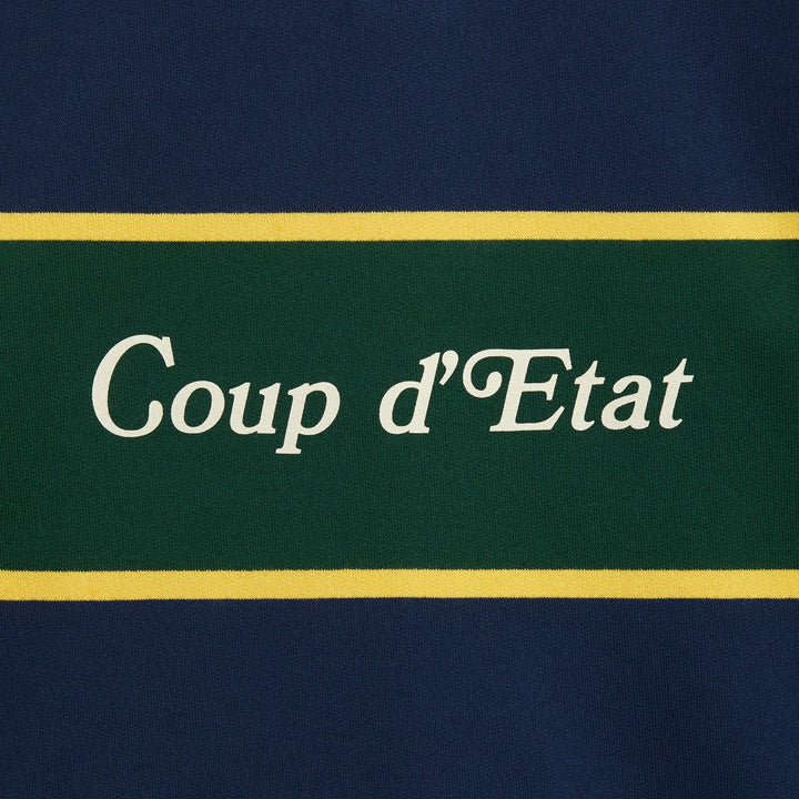 Rugby Polo in Navy with Green stripe - Front print - Coup D'État Portugal