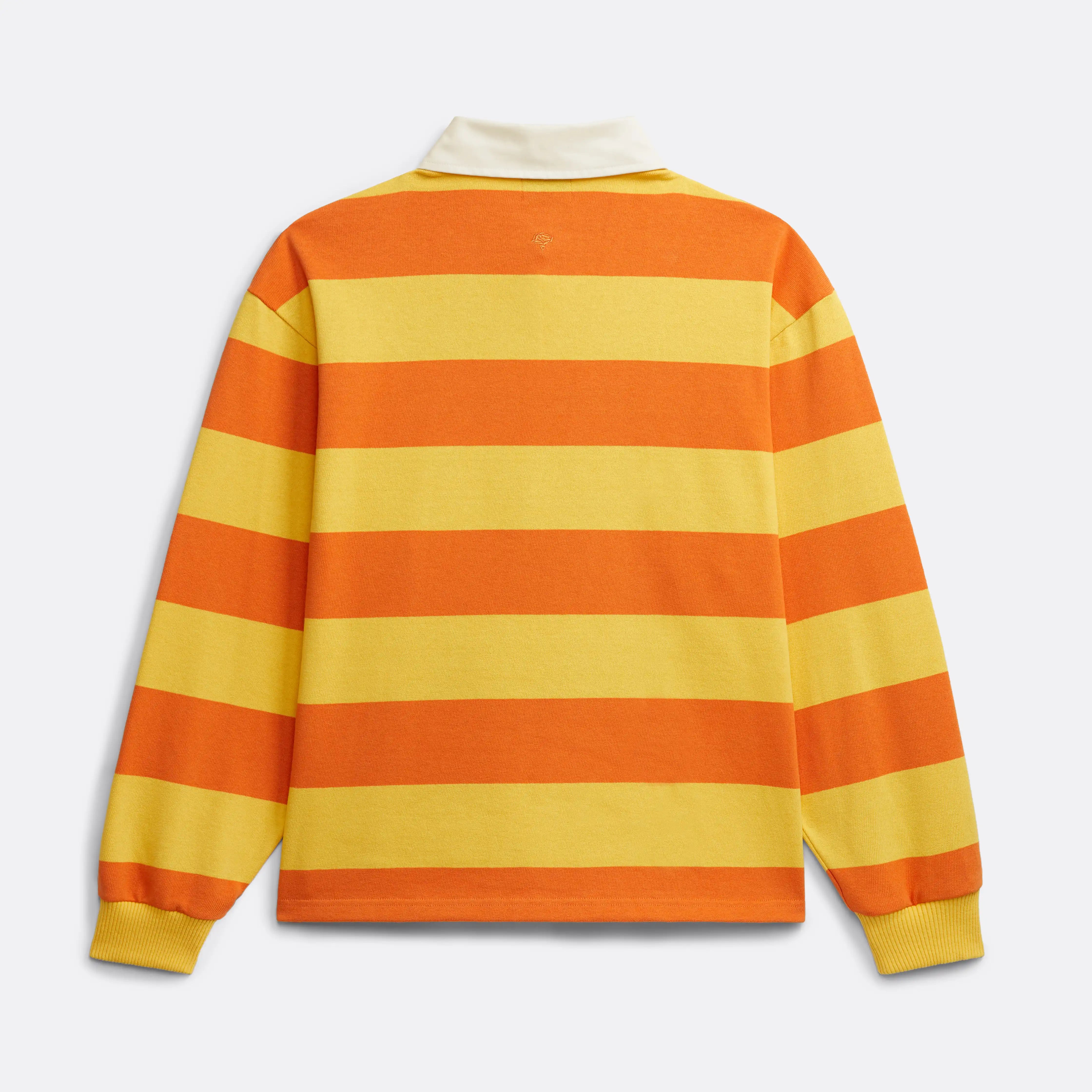 Striped Rugby Polo in Orange and Yellow - Front Patch - Coup D'État Portugal