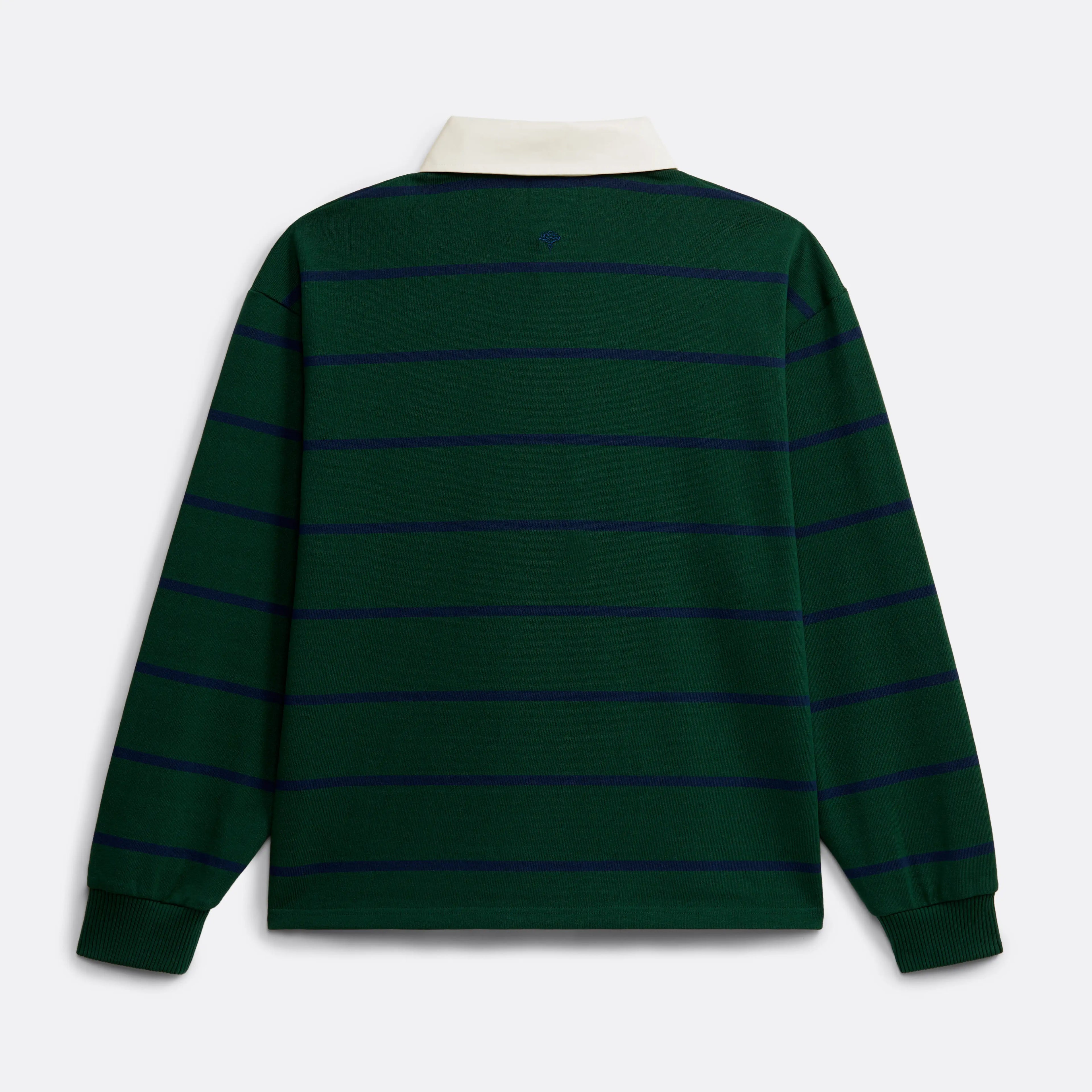 Striped Rugby Polo in Green and Navy Blue - Front  patch - Coup D'État Portugal