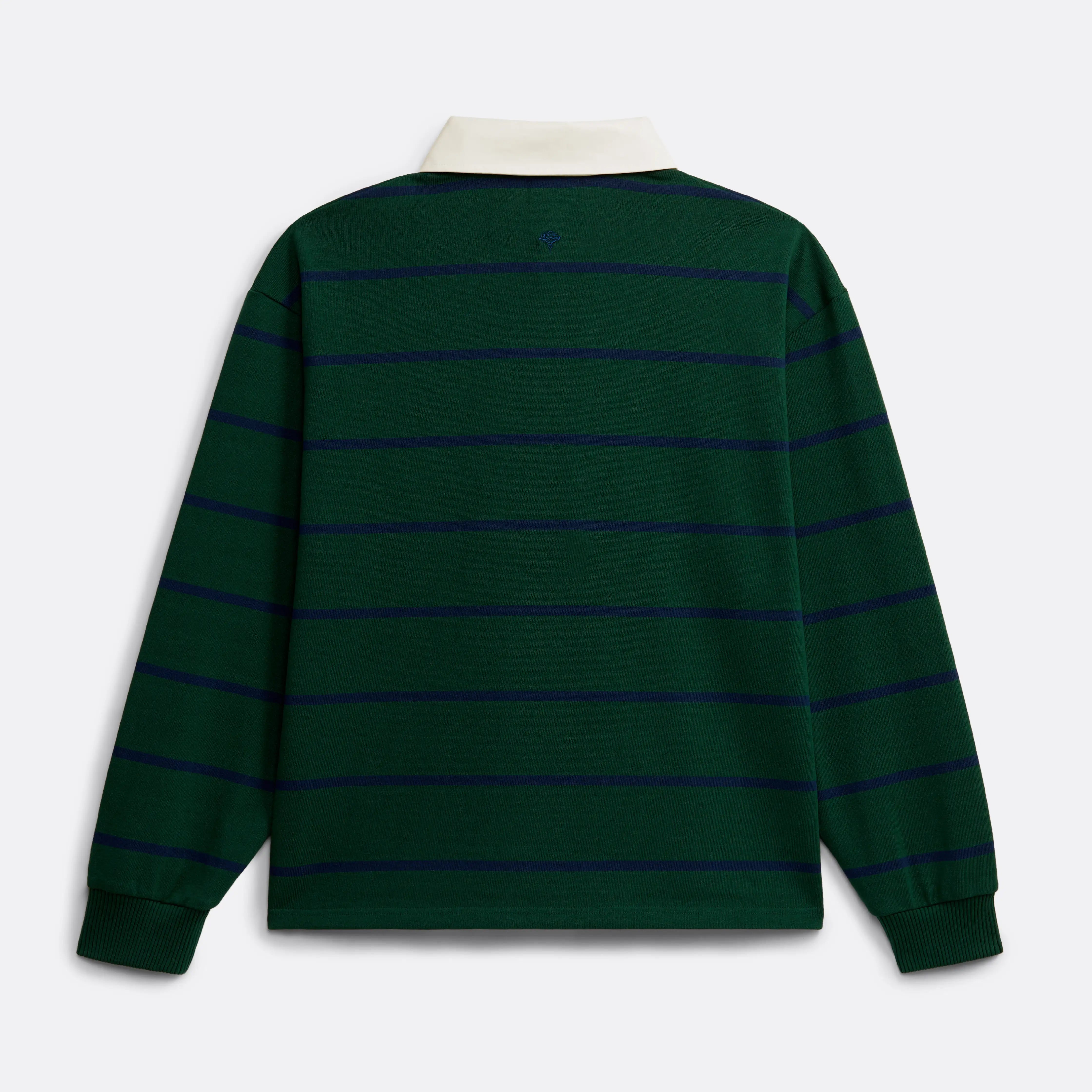 Striped Rugby Polo in Green and Navy Blue - Front  patch - Coup D'État Portugal