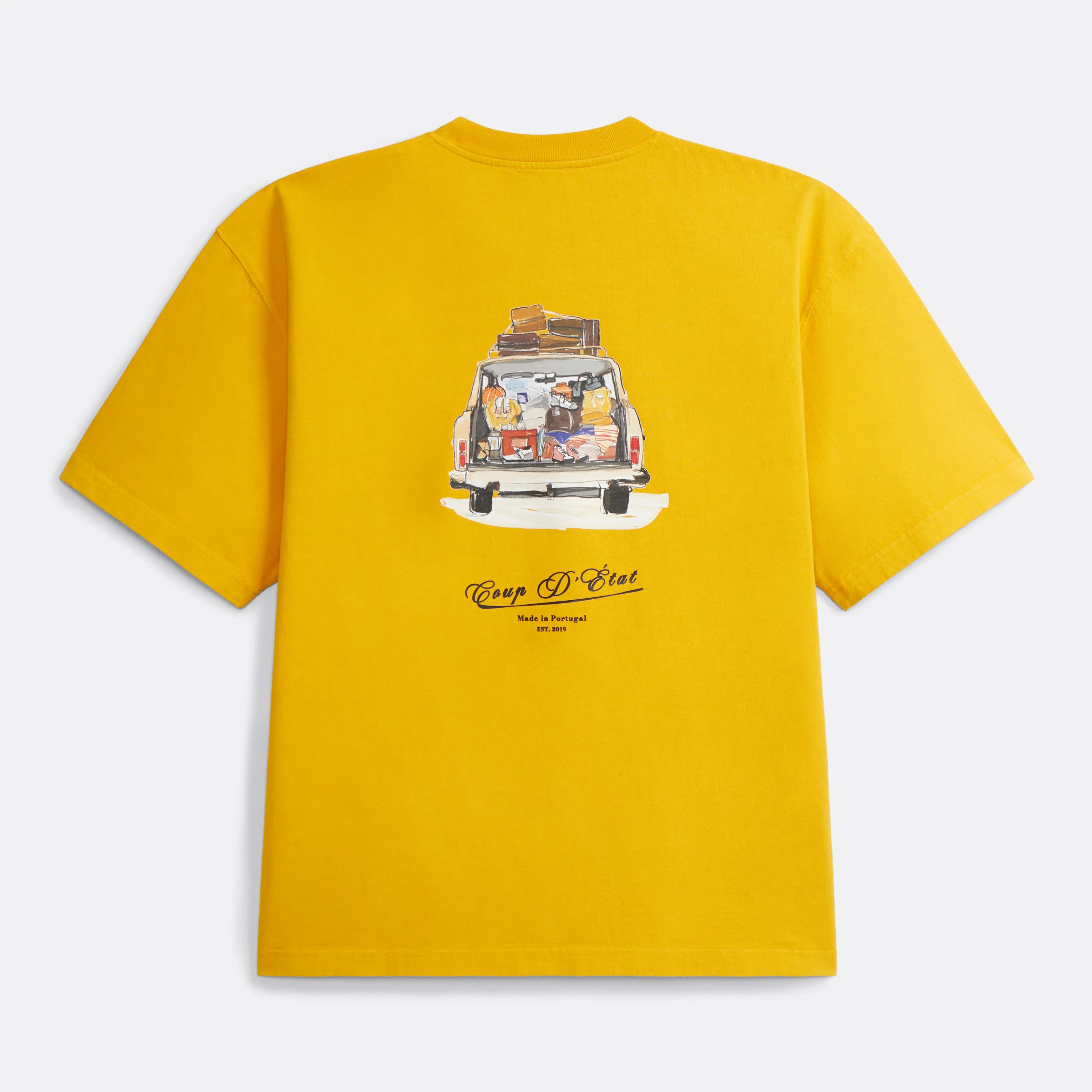 Safe Travels T-shirt in Yellow - Back Print - Coup D'État Portugal