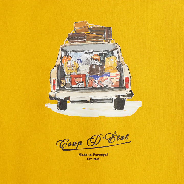 Safe Travels T-shirt in Yellow - Back Print - Coup D'État Portugal