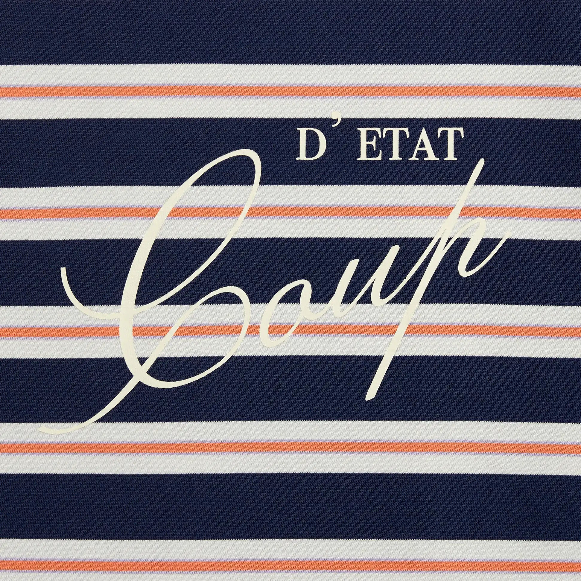 Striped T-Shirt in Navy Blue - Front print - Coup D'État Portugal