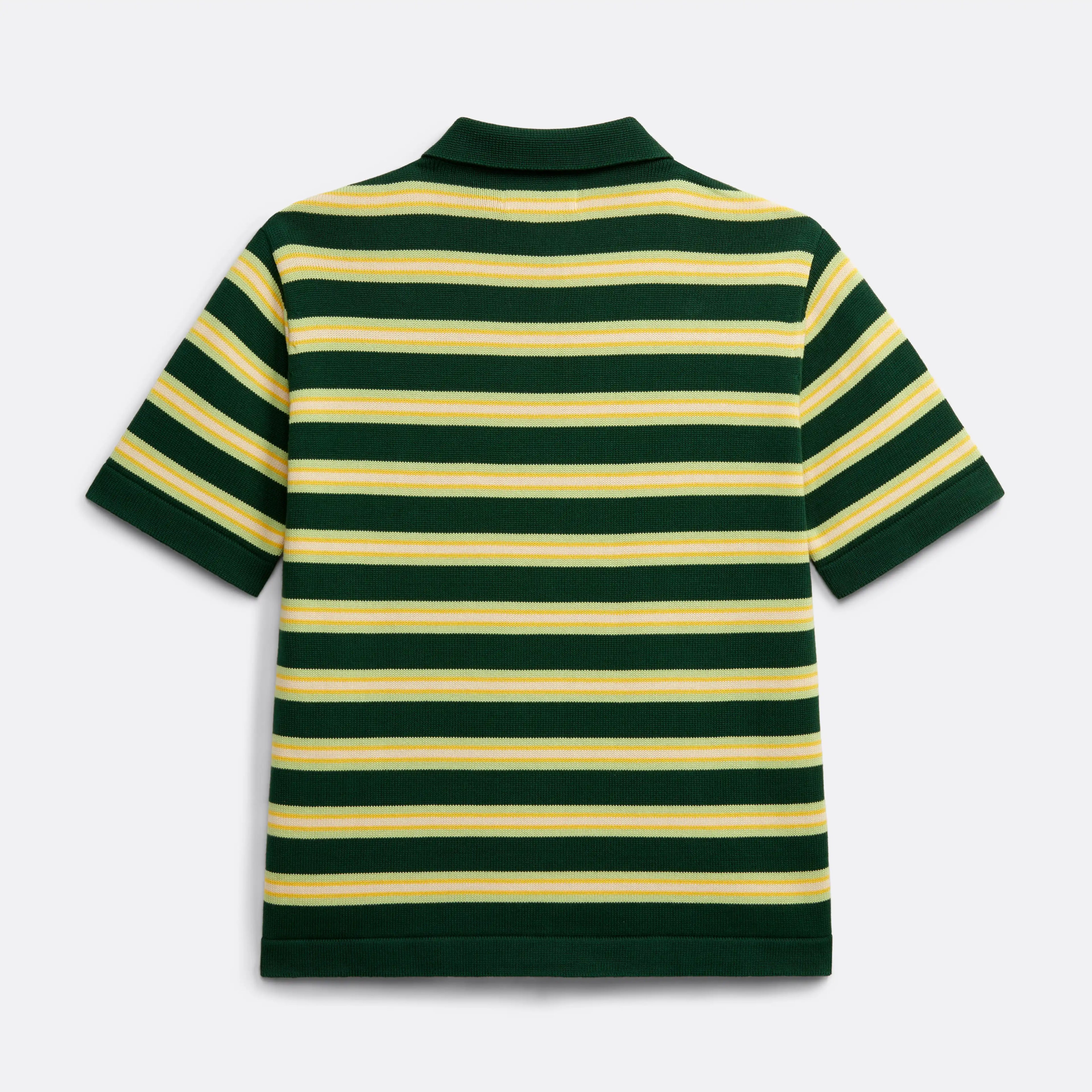 Knitted Striped Polo Shirt in Green and Yellow - Front embroidery - Coup D'État Portugal
