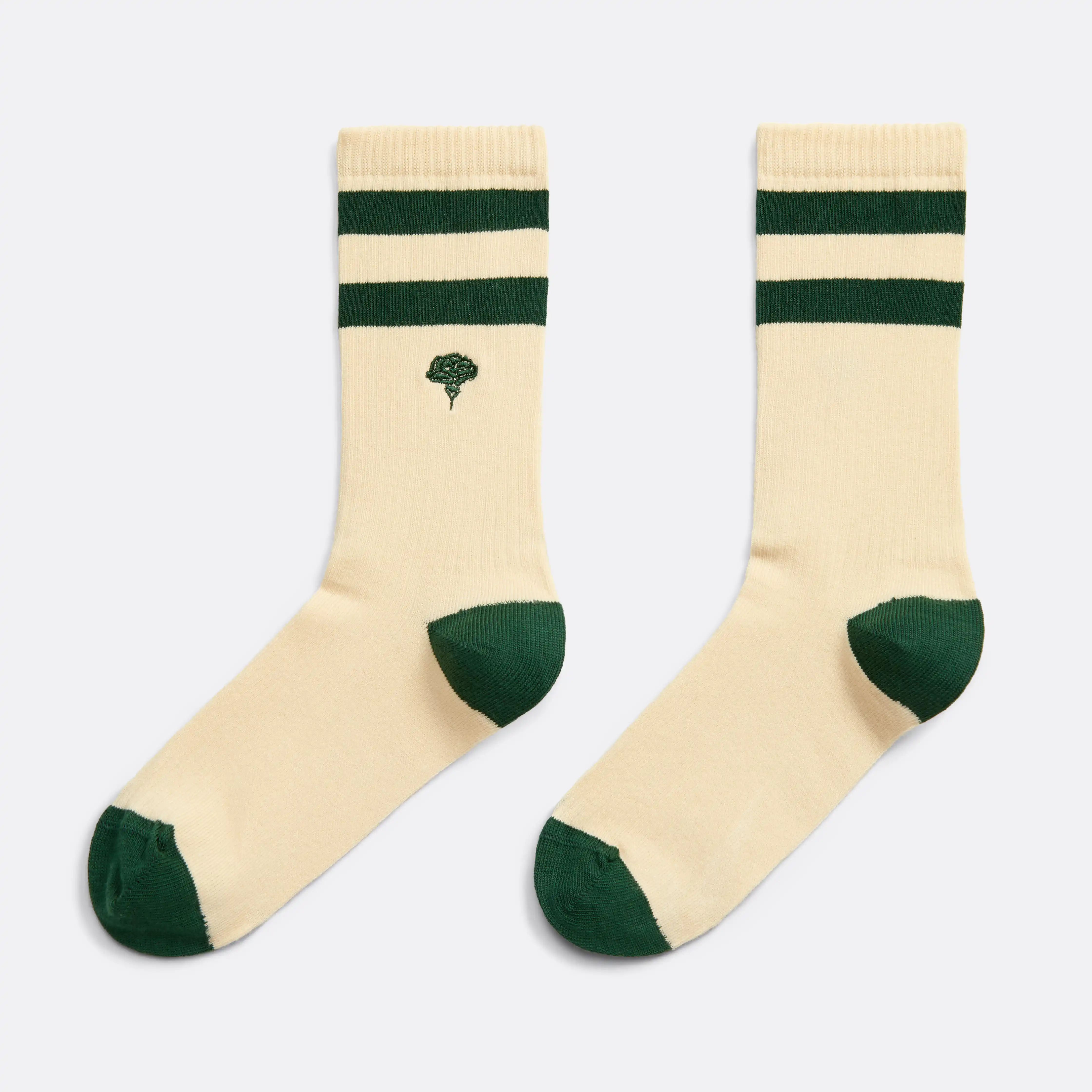 Sporty Socks with Green stripes - handcrafted - Coup D'État Portugal