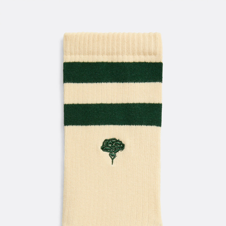Sporty Socks with Green stripes - handcrafted - Coup D'État Portugal