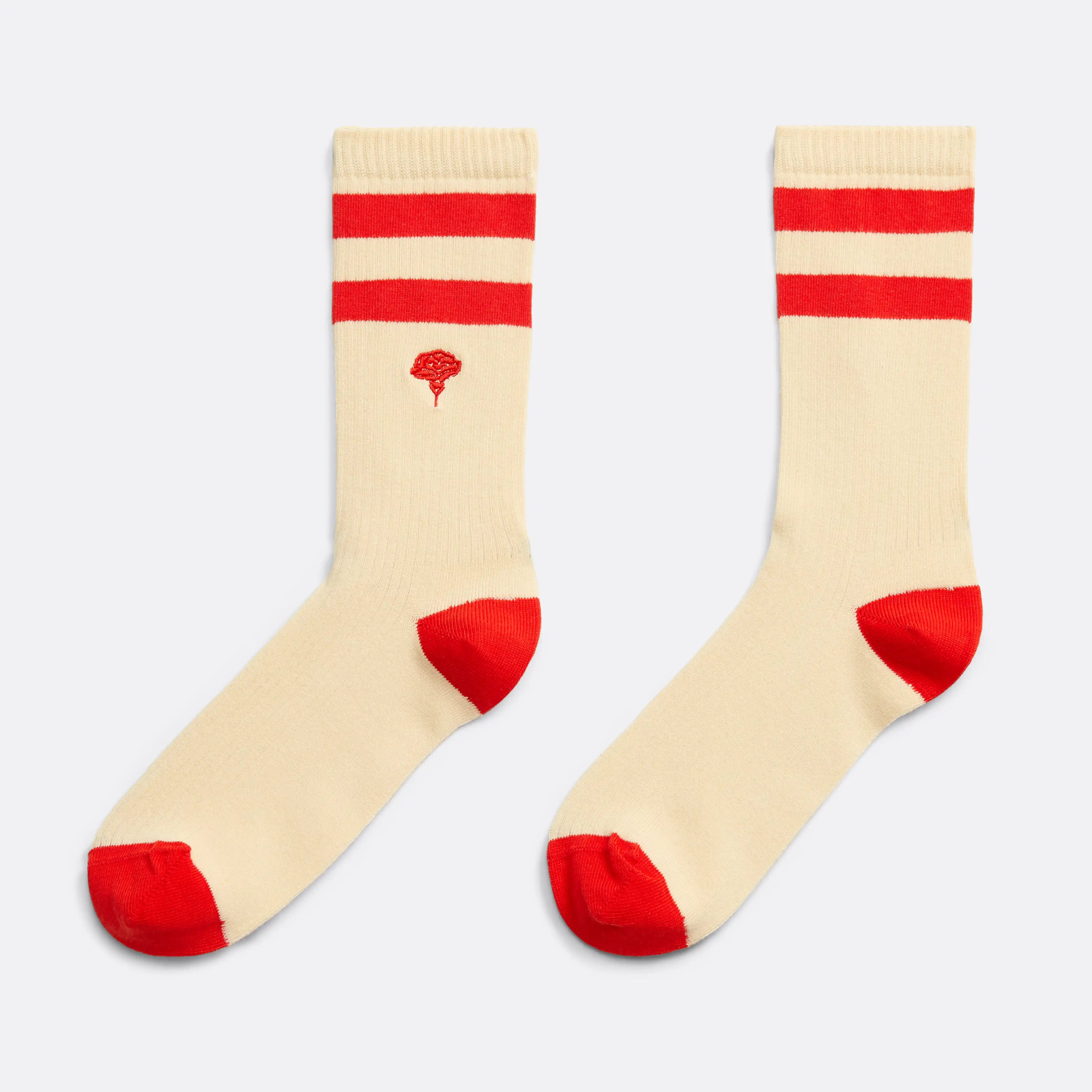 Sporty Socks with Red stripes - handcrafted - Coup D'État Portugal