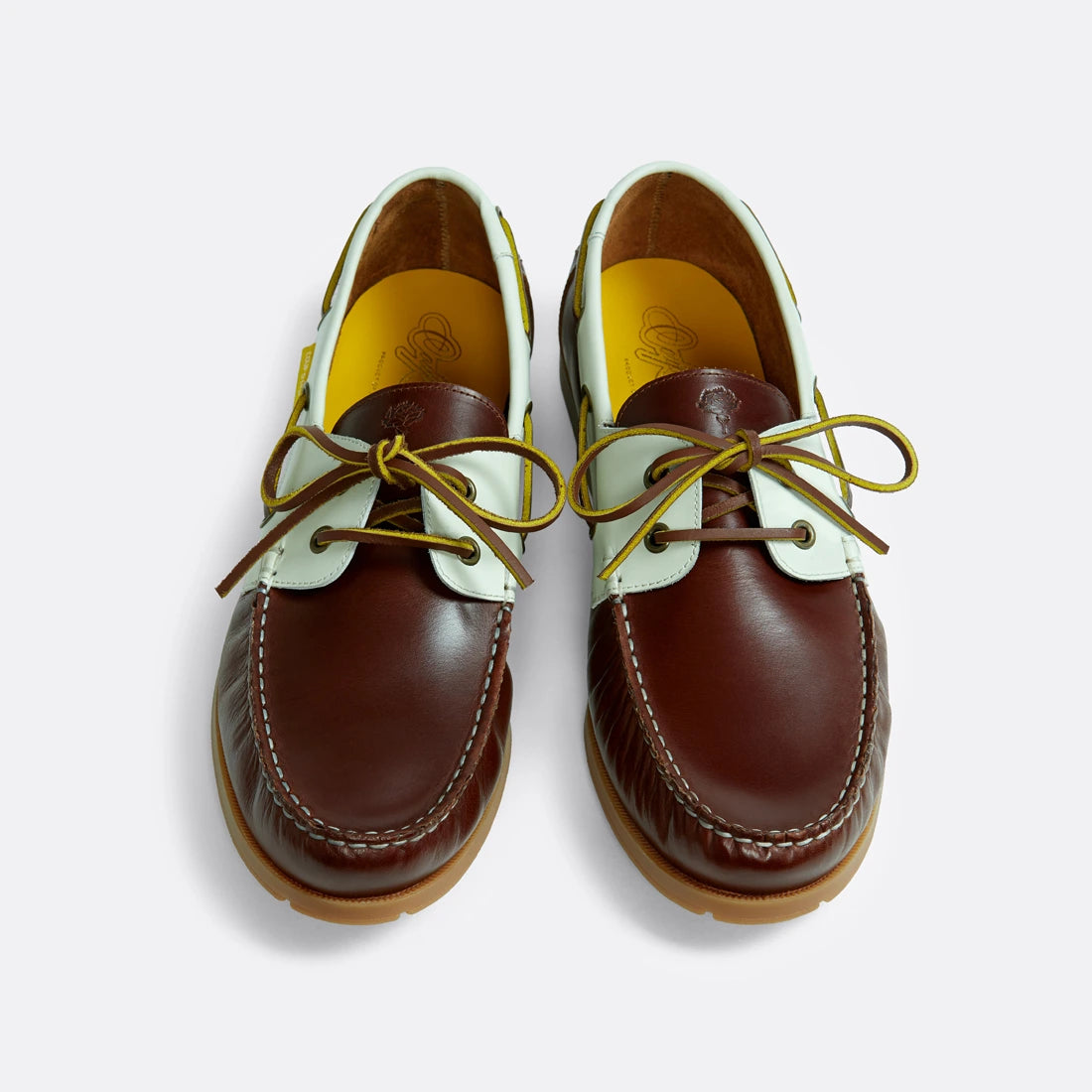 Summer boat shoes in Brown and White - Handcrafted Leather - Coup D'État Portugal