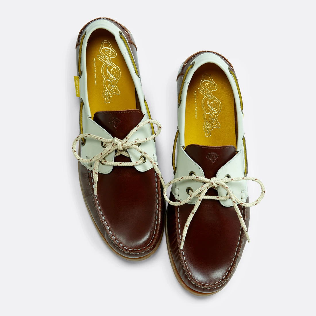 Summer boat shoes in Brown and White - Handcrafted Leather - Coup D'État Portugal