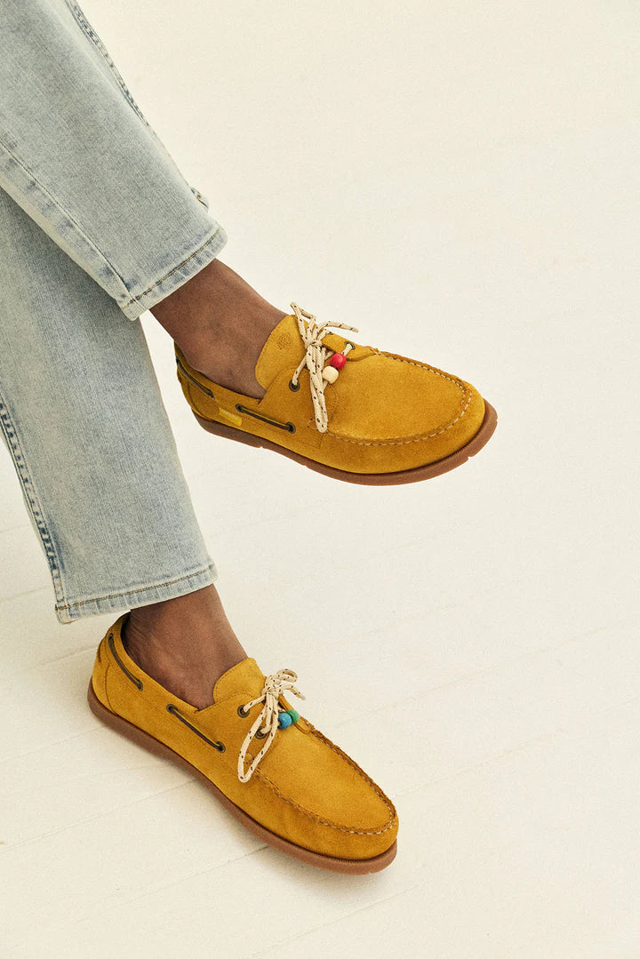 Summer boat shoes in Yellow Suede - Handcrafted Leather - Coup D'État Portugal
