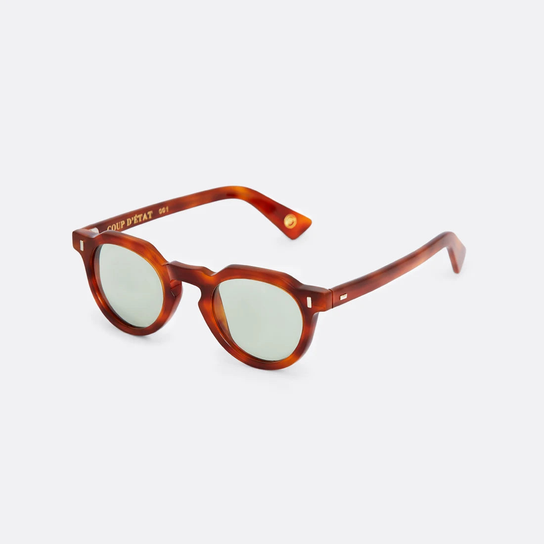 Sunglasses in Brown with light Green lenses - Handcrafted - Coup D'État Portugal