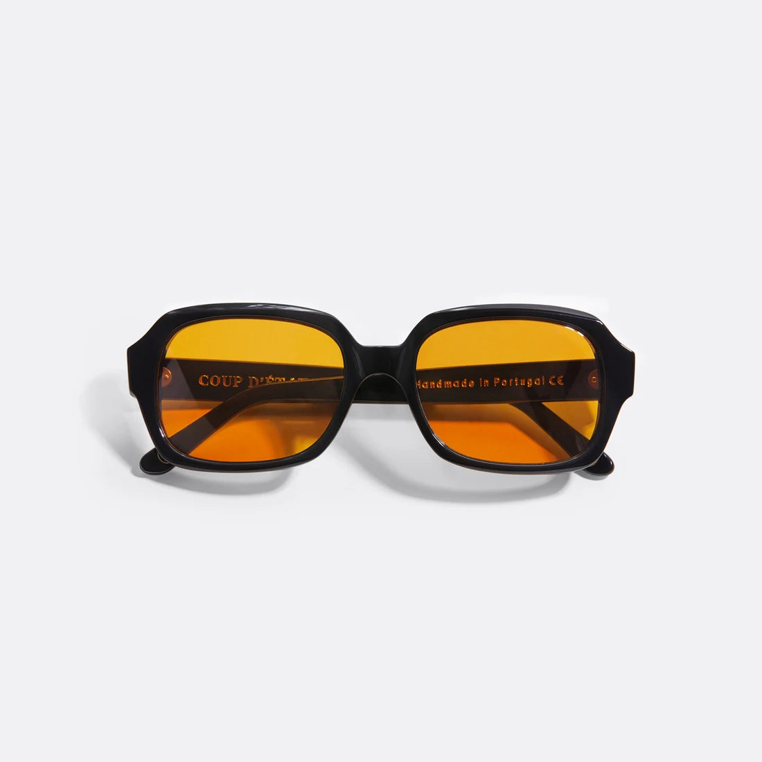 Sunglasses in Black with Orange lenses - Handcrafted - Coup D'État Portugal