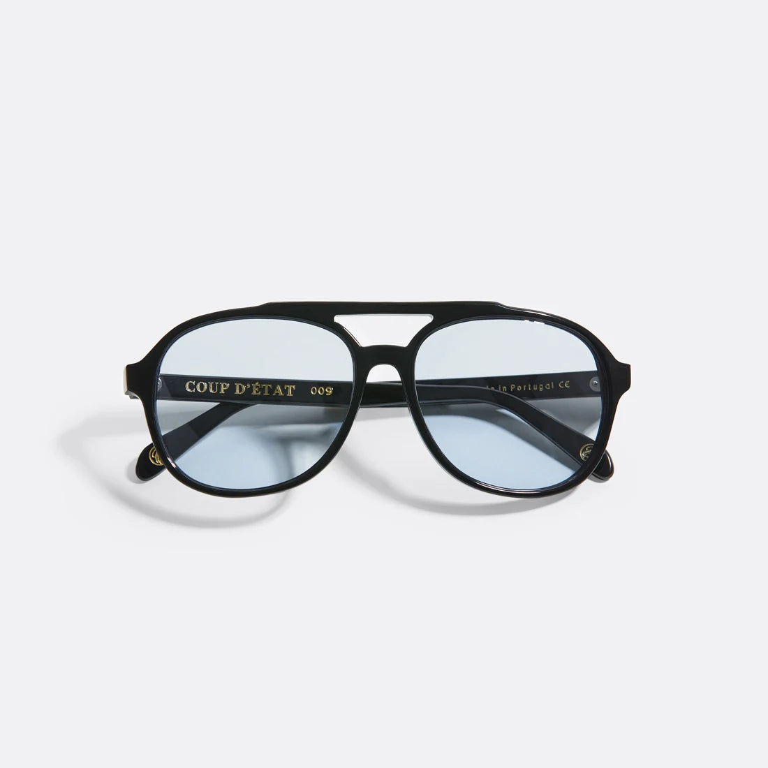 Sunglasses in Black and light Gray lenses Handcrafted - Coup D'État Portugal 