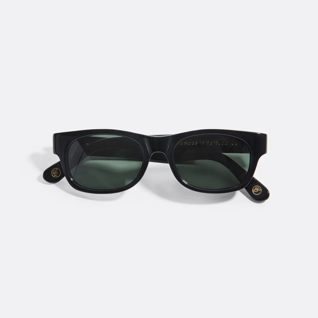 Sunglasses in Black with Dark Green Lenses - Handcrafted - Coup D'État Portugal