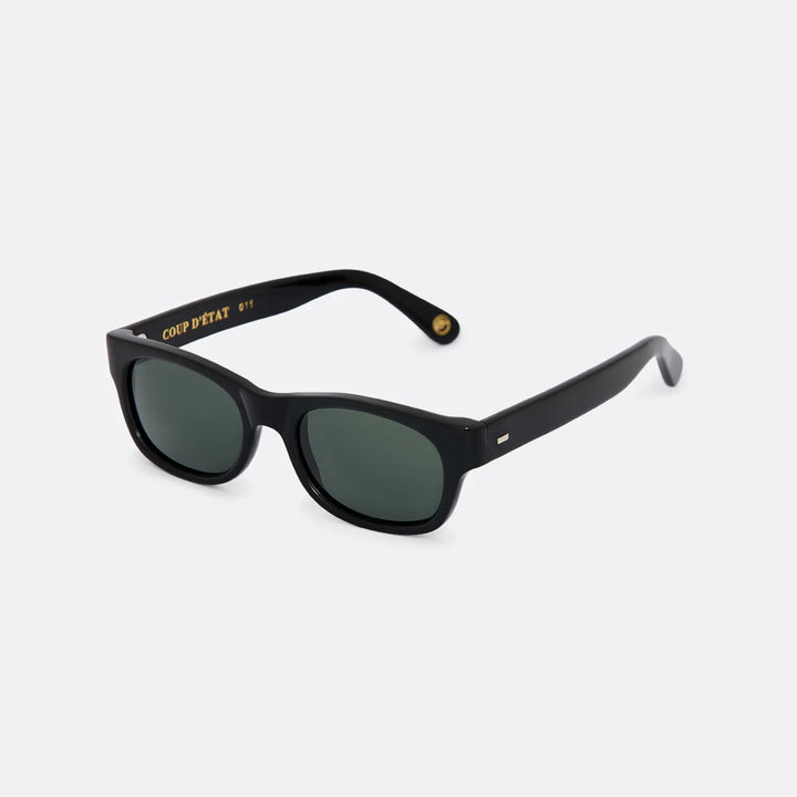 Sunglasses in Black with Dark Green Lenses - Handcrafted - Coup D'État Portugal