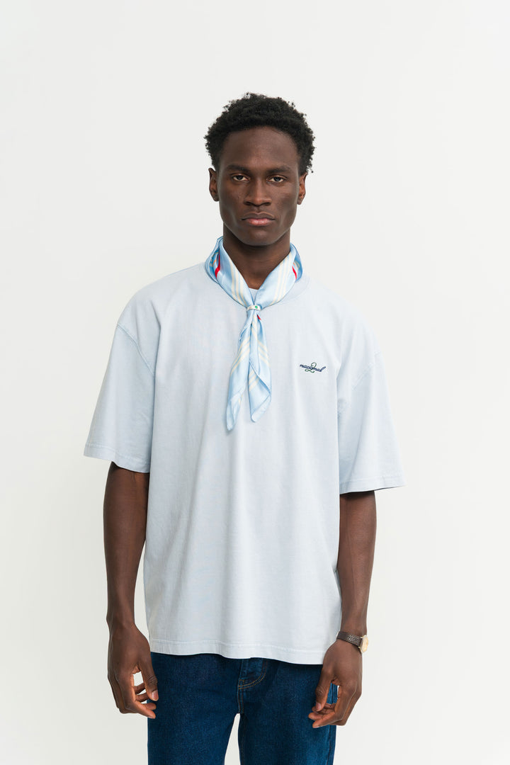 Coup Logo Scarf in baby blue - Male model - Coup D'État Portugal
