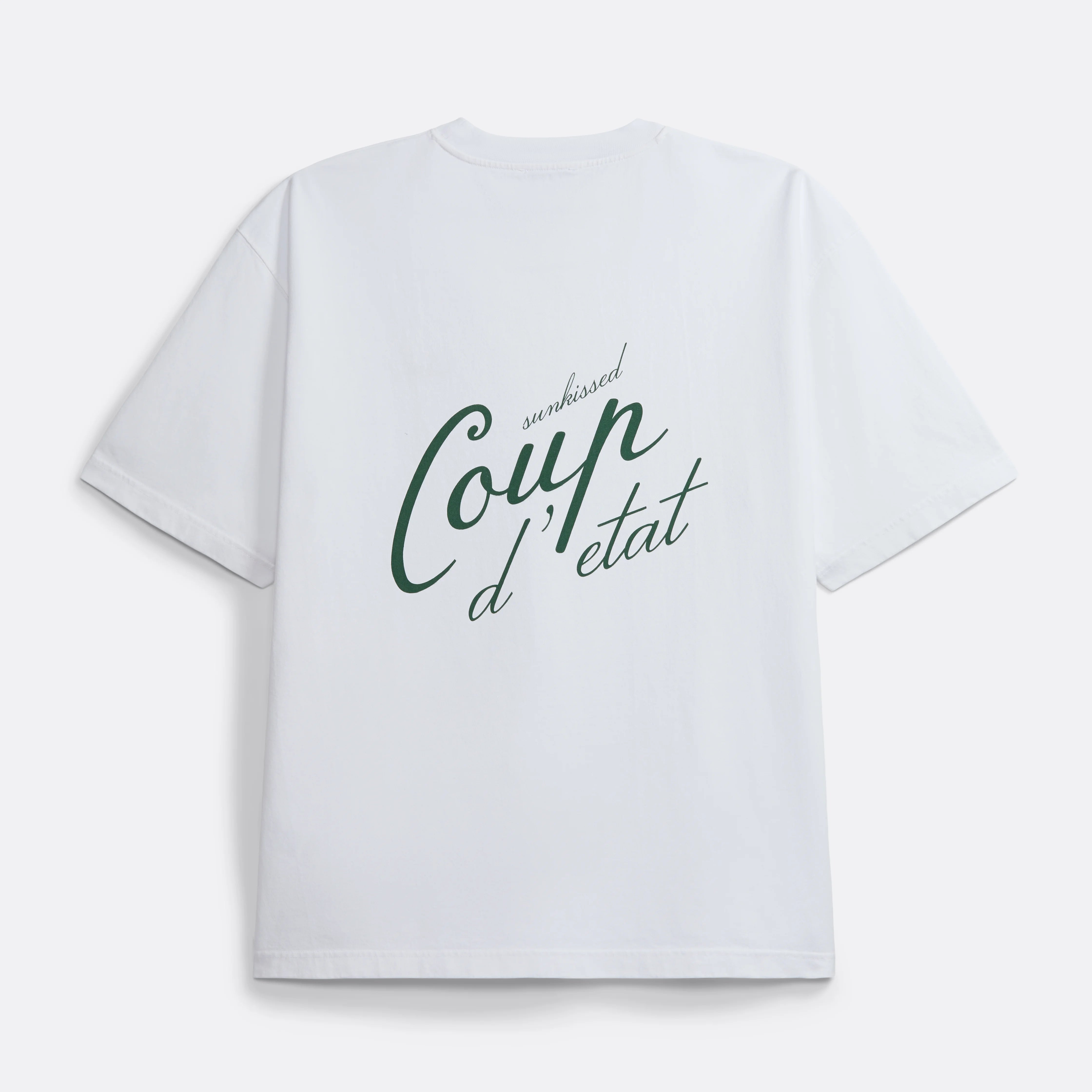 Coup Sunkissed T-Shirt in White - Back Print in Green - Coup D'État Portugal