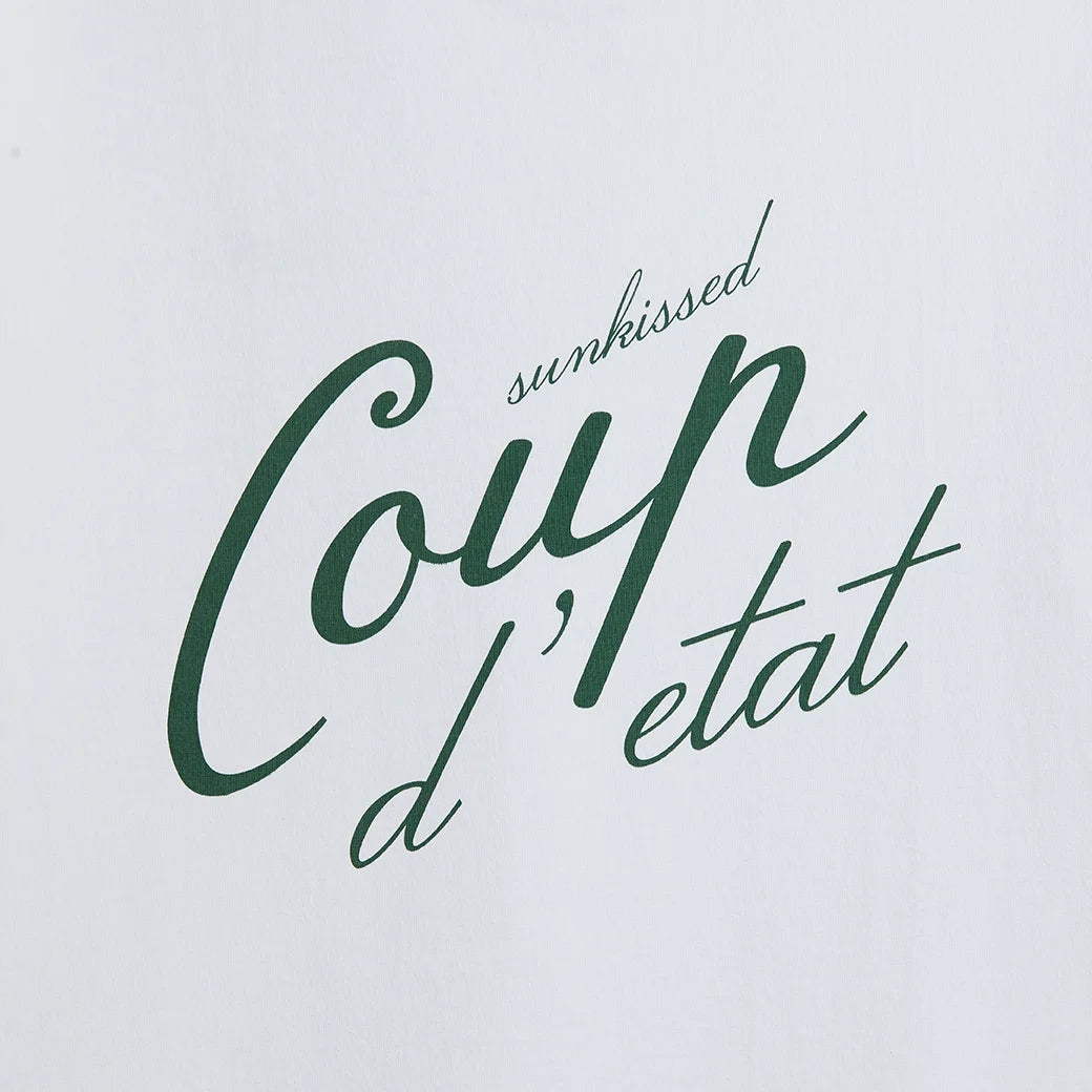 Coup Sunkissed T-Shirt in White - Back Print in Green - Coup D'État Portugal