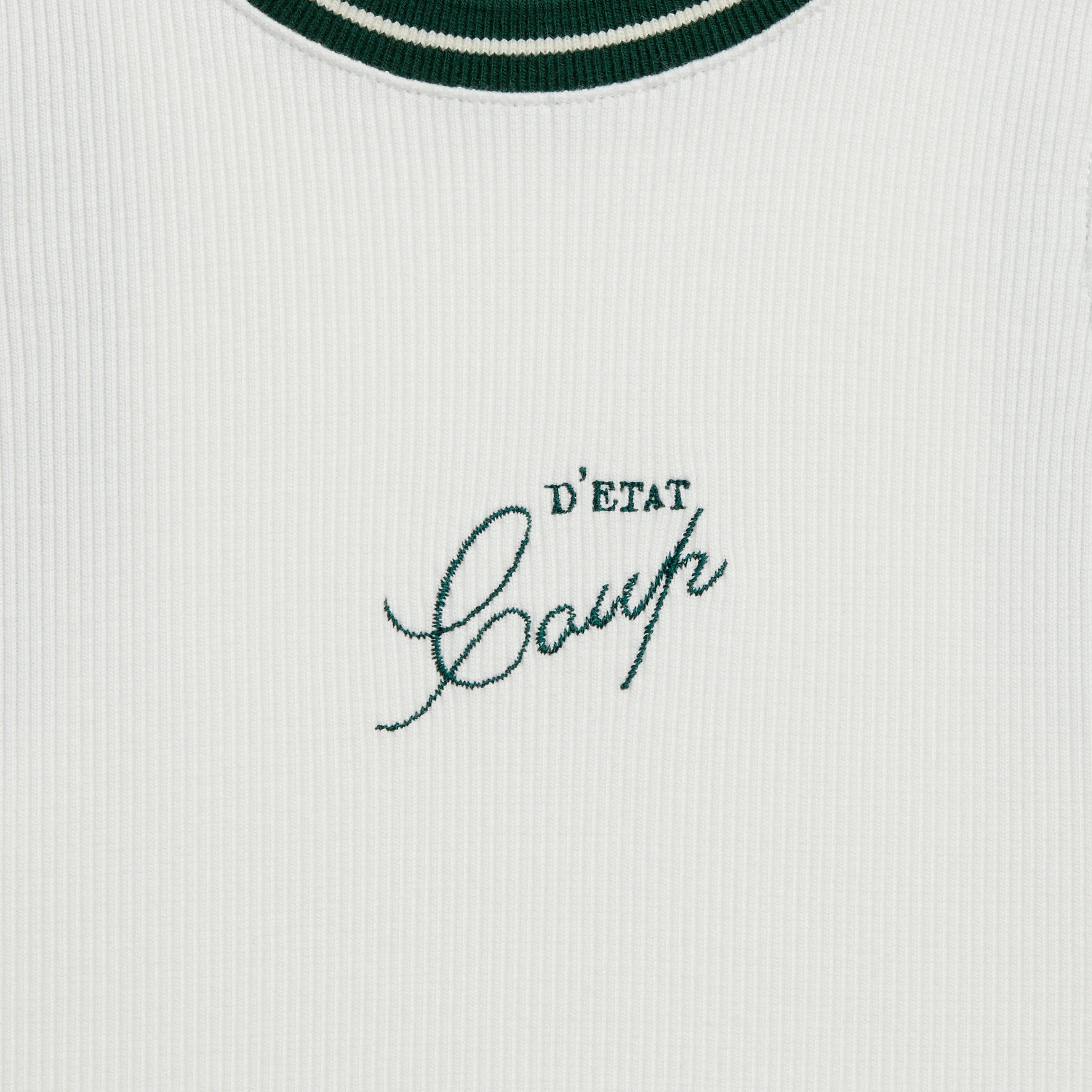 Tank Top in White with Green rib - Coup D'État Portugal