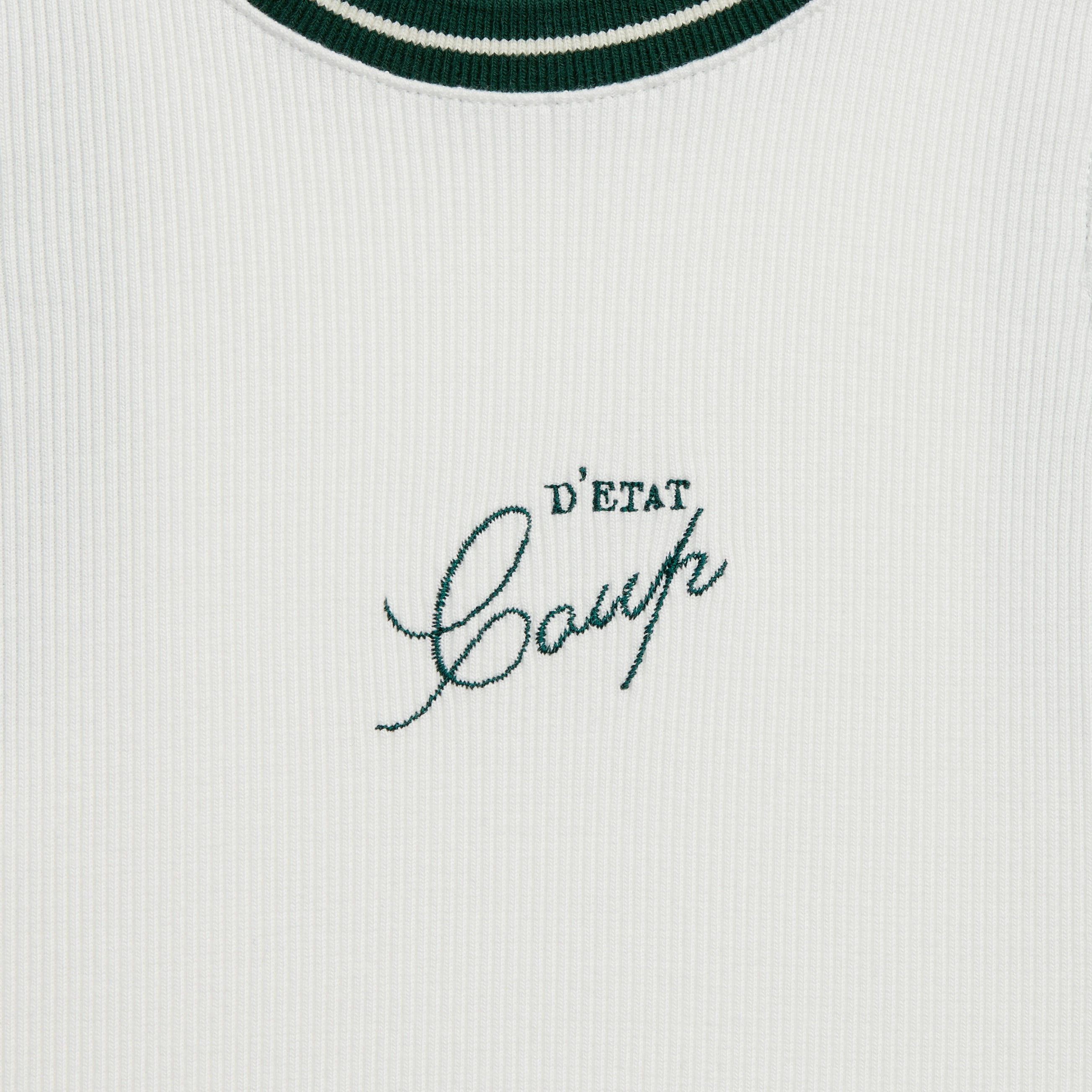 Tank Top in White with Green Rib - Coup D'État Portugal
