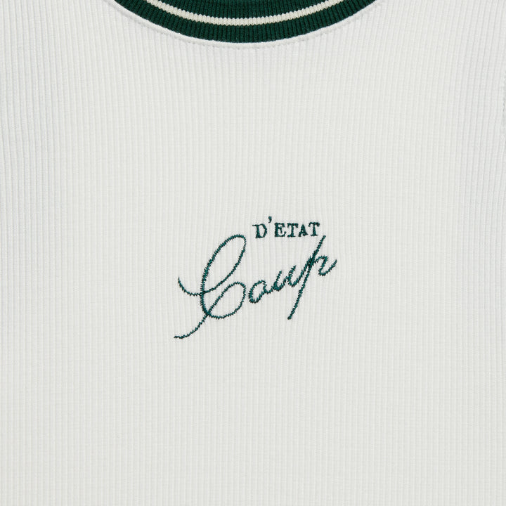 Tank Top in White with Green Rib - Coup D'État Portugal